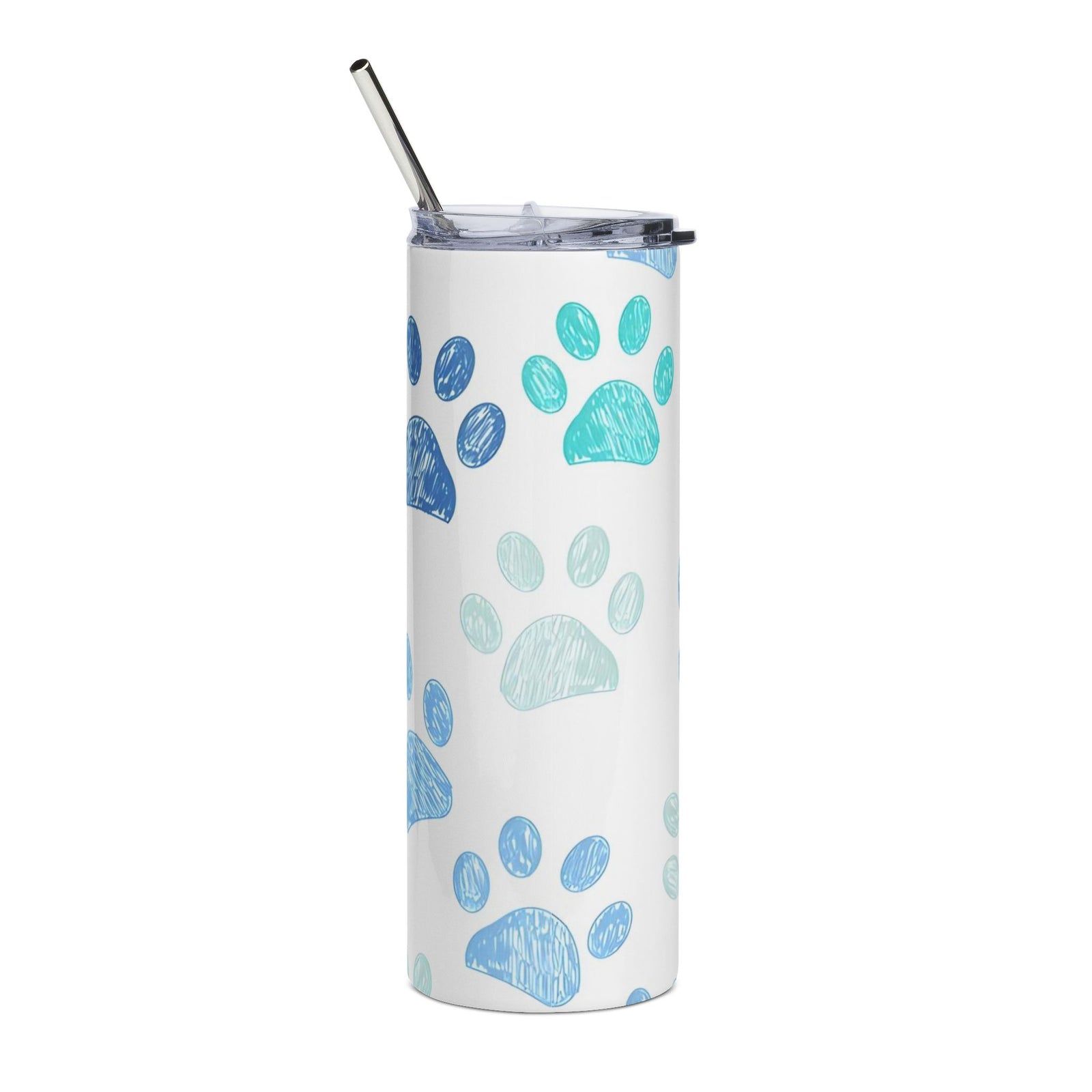 Paw Print Blue 20oz Stainless Tumbler Insulated Travel Cup - Sydney So Sweet