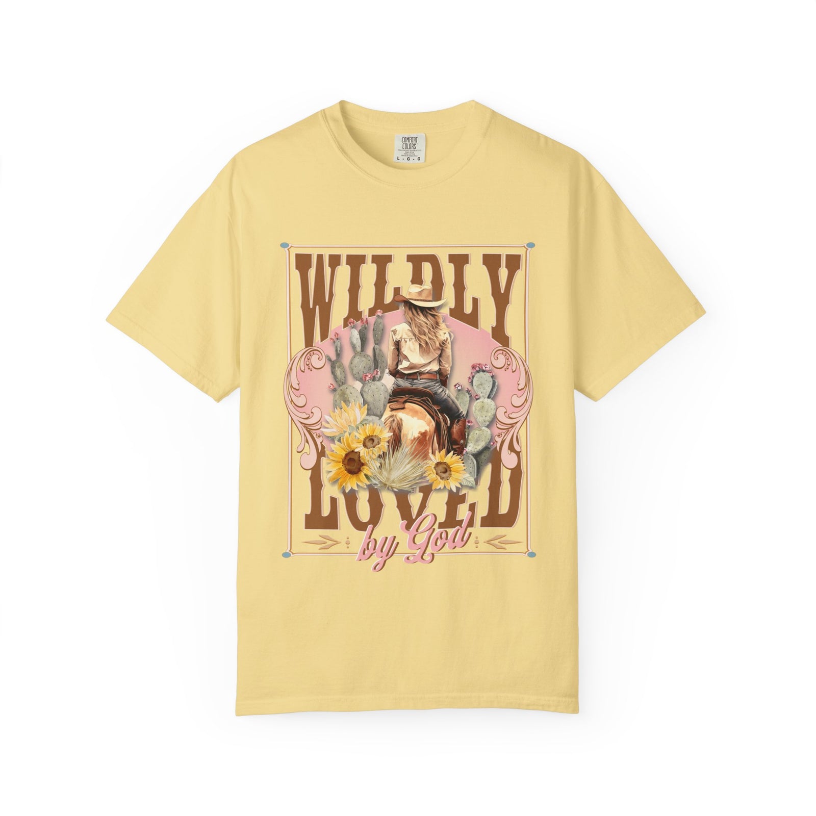 Wildly Loved by God Graphic Tee Vintage Cowgirl Sunflower T-Shirt