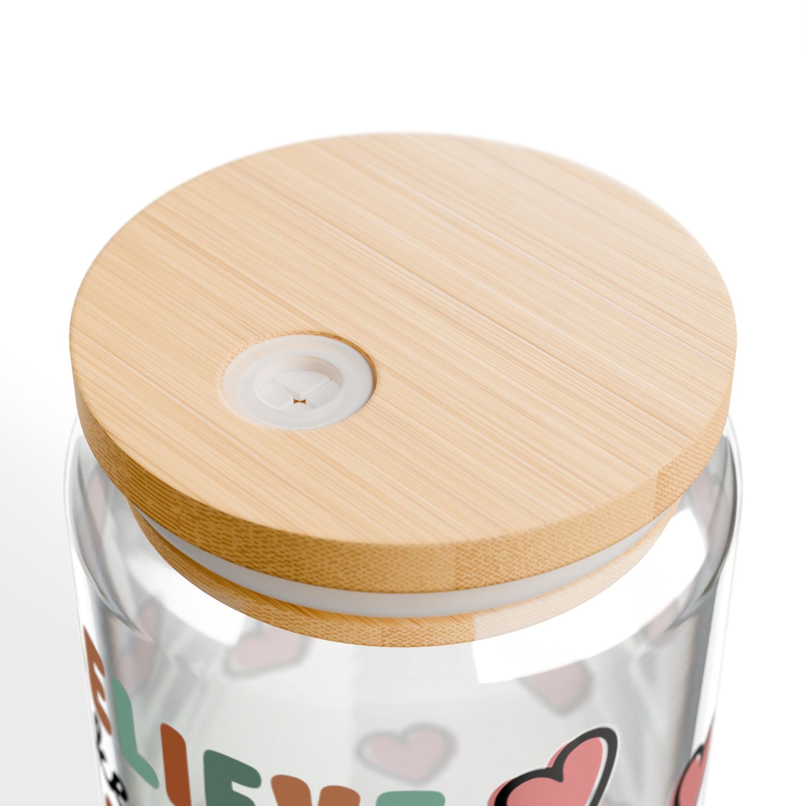 Believe Worship Love Tumbler Sipper Glass 16oz — Reusable Drink Jar with Lid & Straw