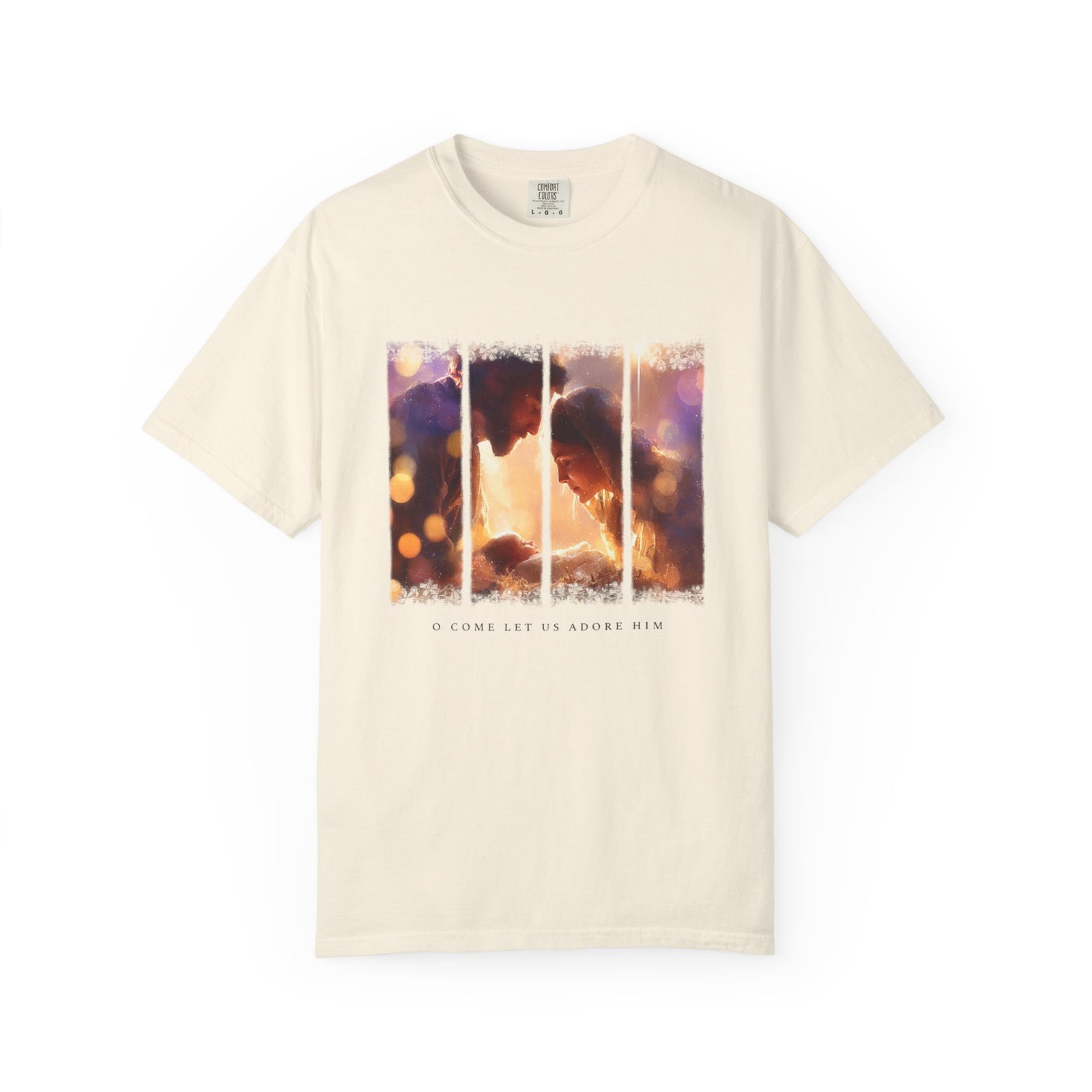 O Come Let Us Adore Him Holy Family Christmas T-Shirt Christian Graphic Tee