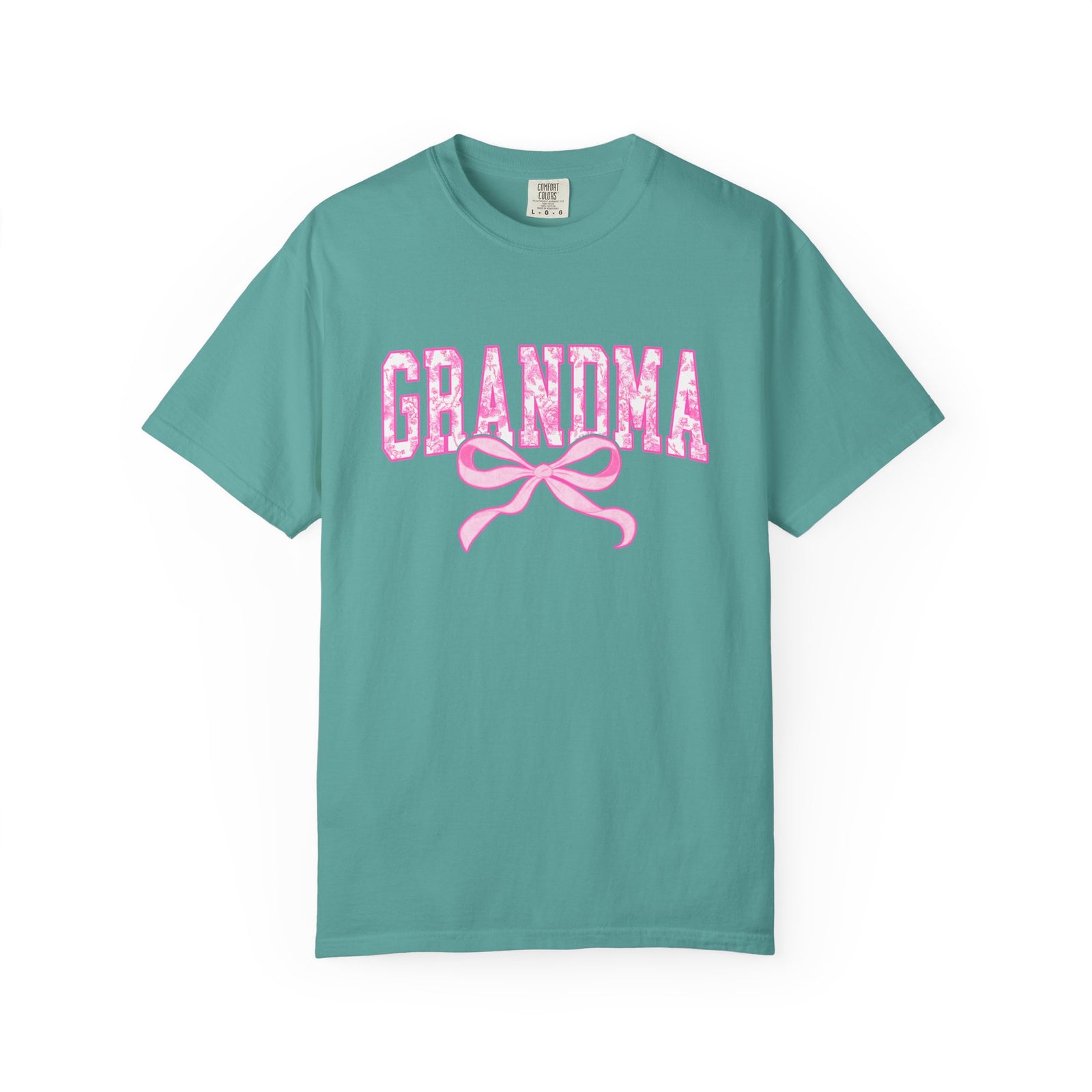 Grandma Coquette Pink Toile Bow T-Shirt Cute Grandmother Graphic Tee
