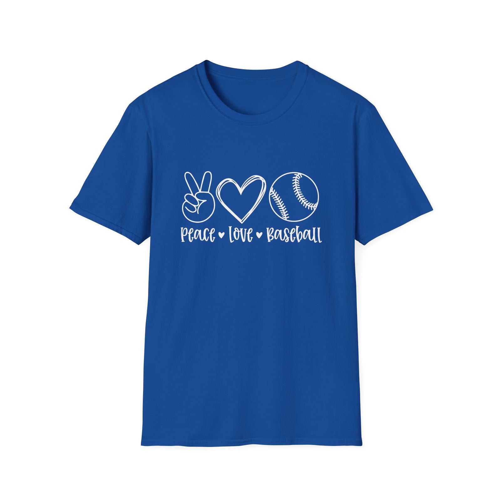 Peace Love Baseball Graphic T-Shirt Cute Sports Mom Tee (12 Team Colors)