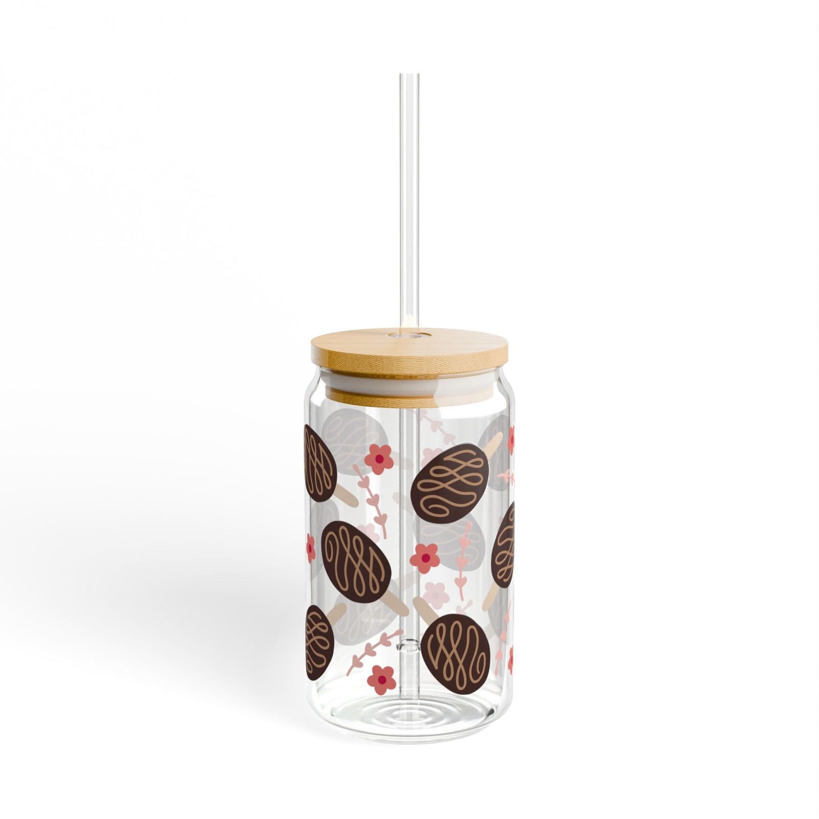 Fudge Pops Tumbler Sipper Glass 16oz — Reusable Drink Jar with Lid & Straw