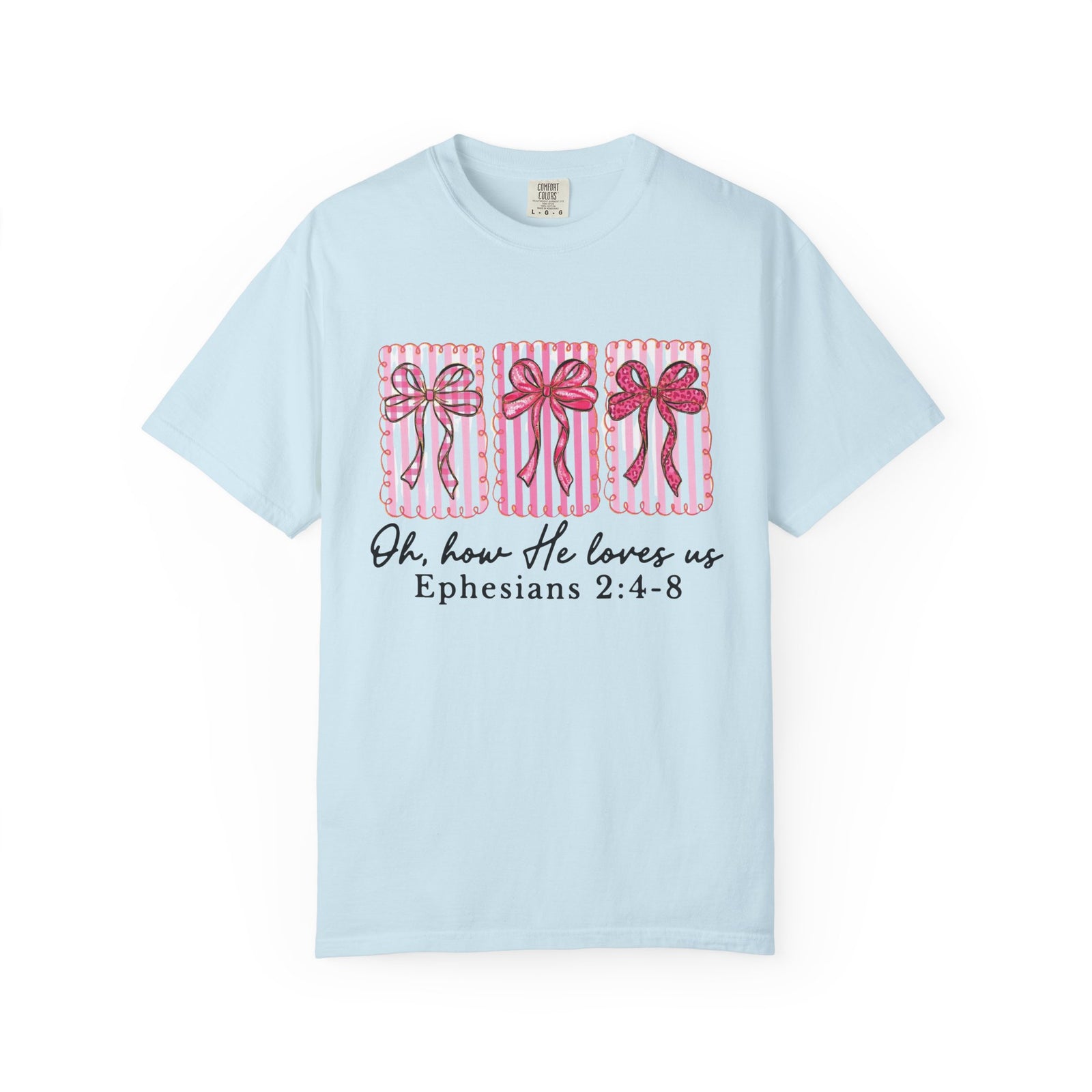 Oh How He Loves Us Ephesians 2: 4-8 Christian Valentine's Day Graphic T-Shirt Unisex Short Sleeve Tee