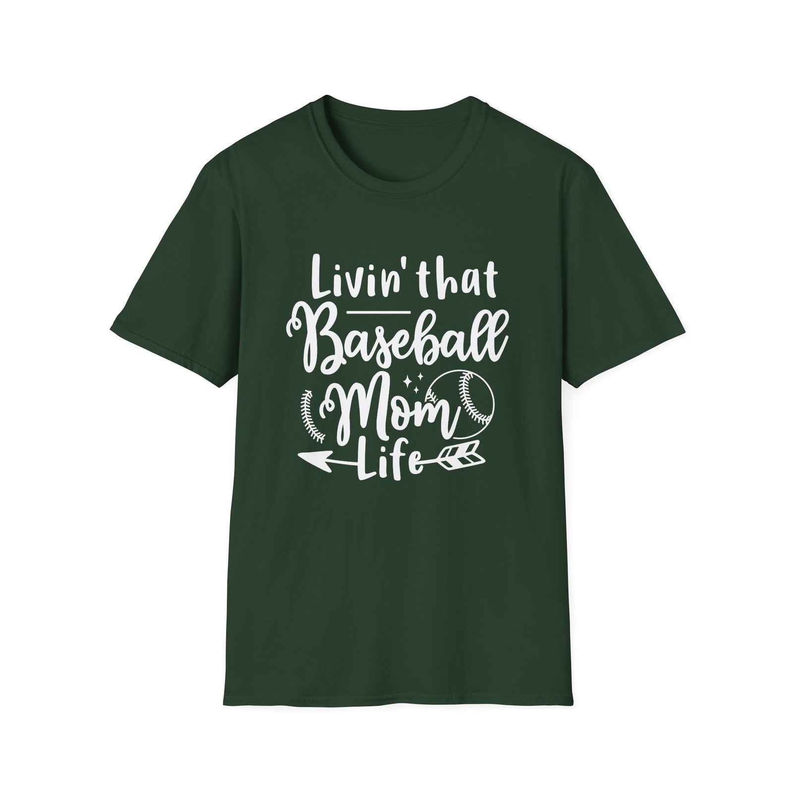 Livin' That Baseball Mom Life Graphic T-Shirt Cute Sports Mom Tee (12 Team Colors)