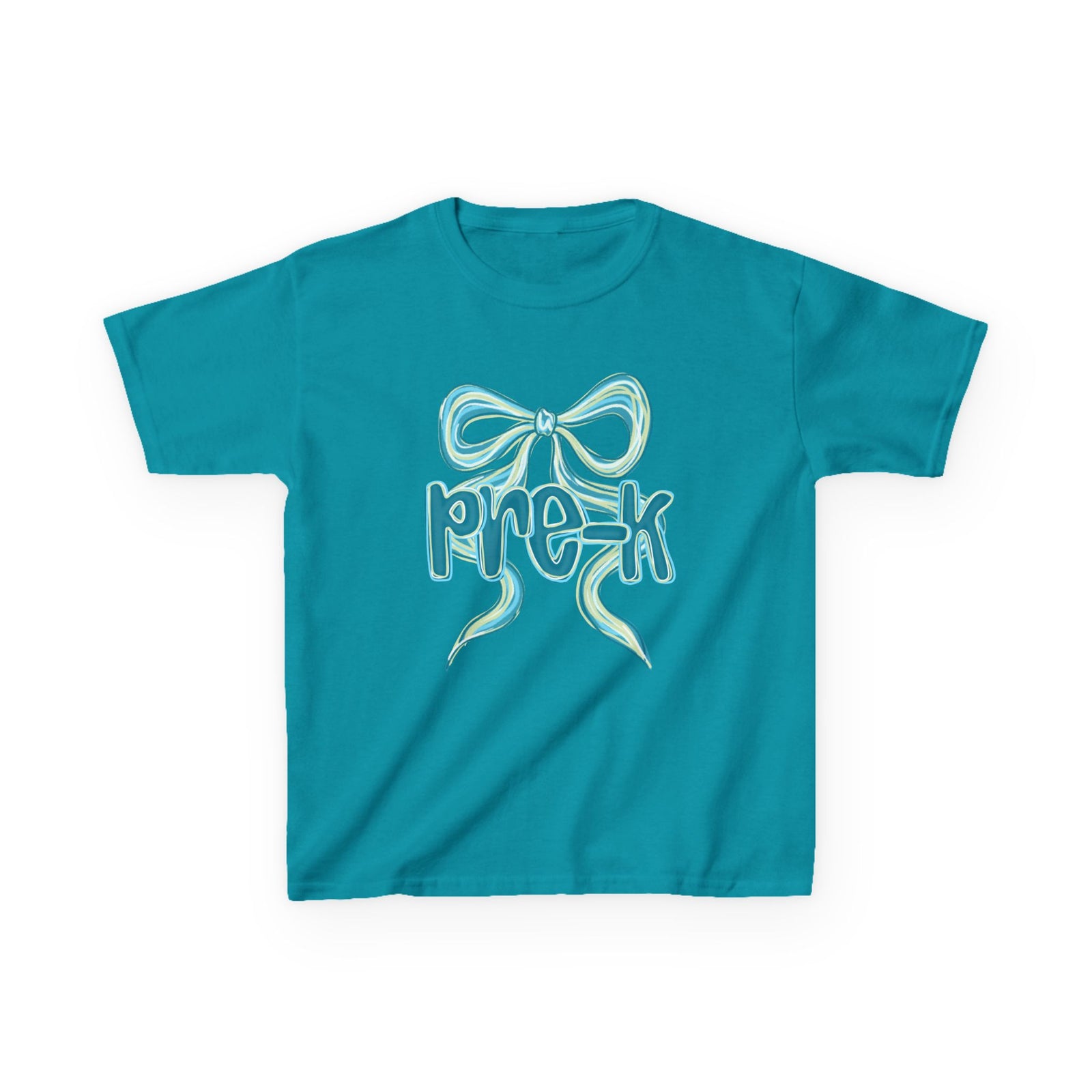 Pre-K Kids Tee Cute Blue Coquette Bow Back to School Preschool T-Shirt