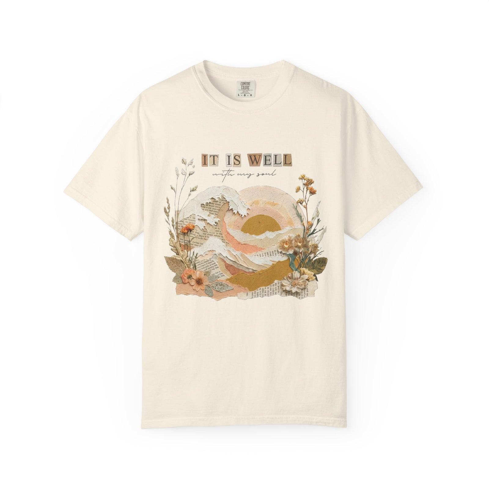 It Is Well with my Soul Christian Graphic Tee Floral Sunset T-Shirt