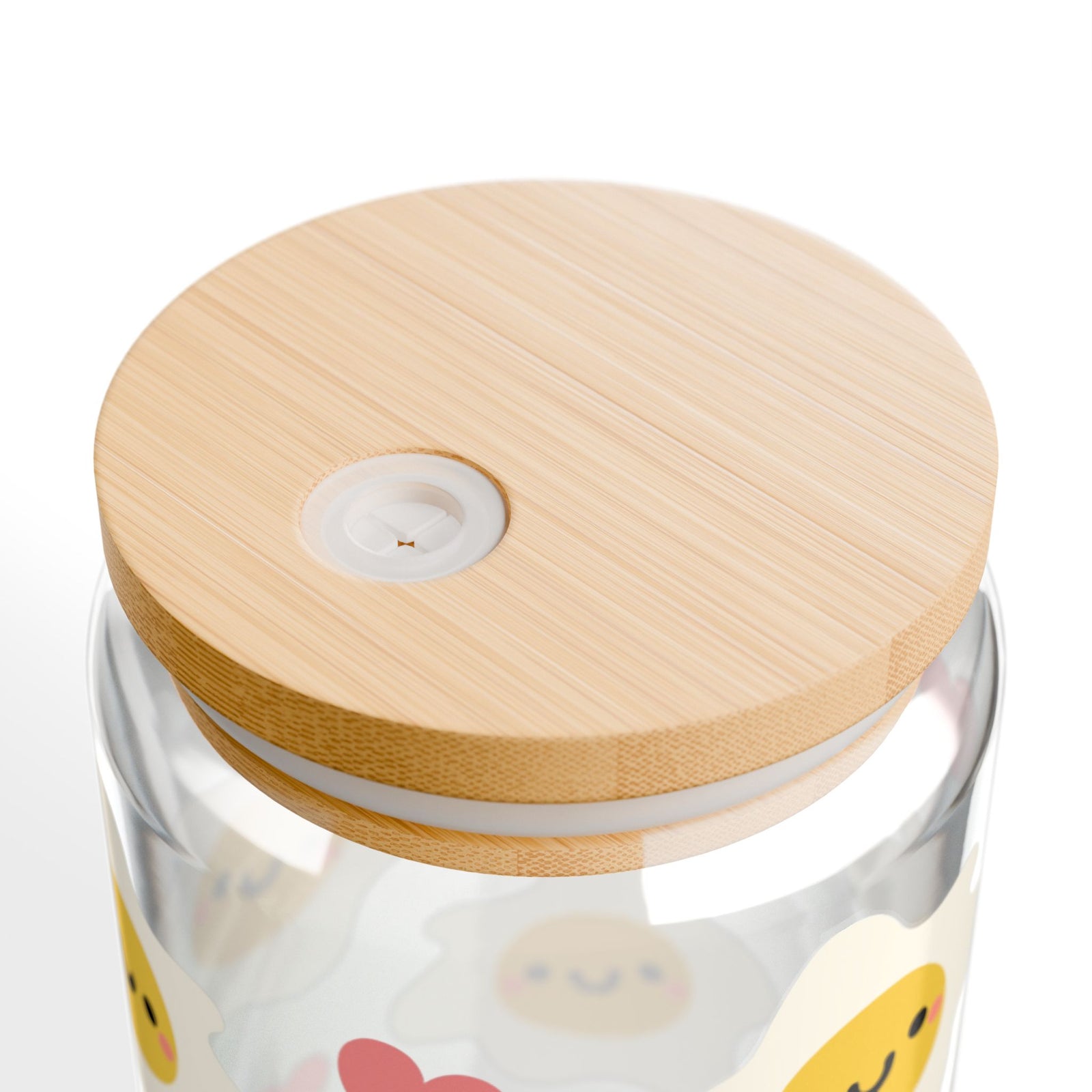 Kawaii Eggs Tumbler Sipper Glass 16oz — Reusable Drink Jar with Lid & Straw