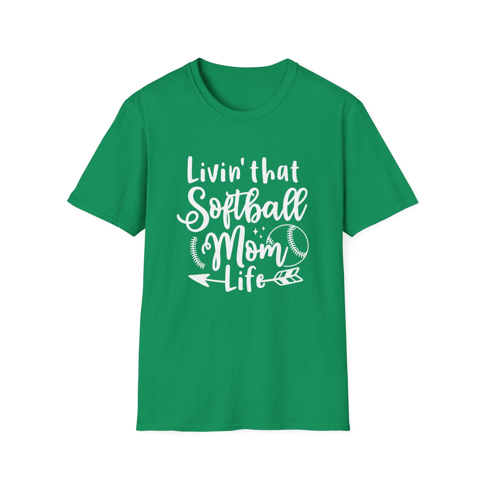 Livin' That Softball Mom Life Graphic T-Shirt Cute Sports Mom Tee (12 Team Colors)