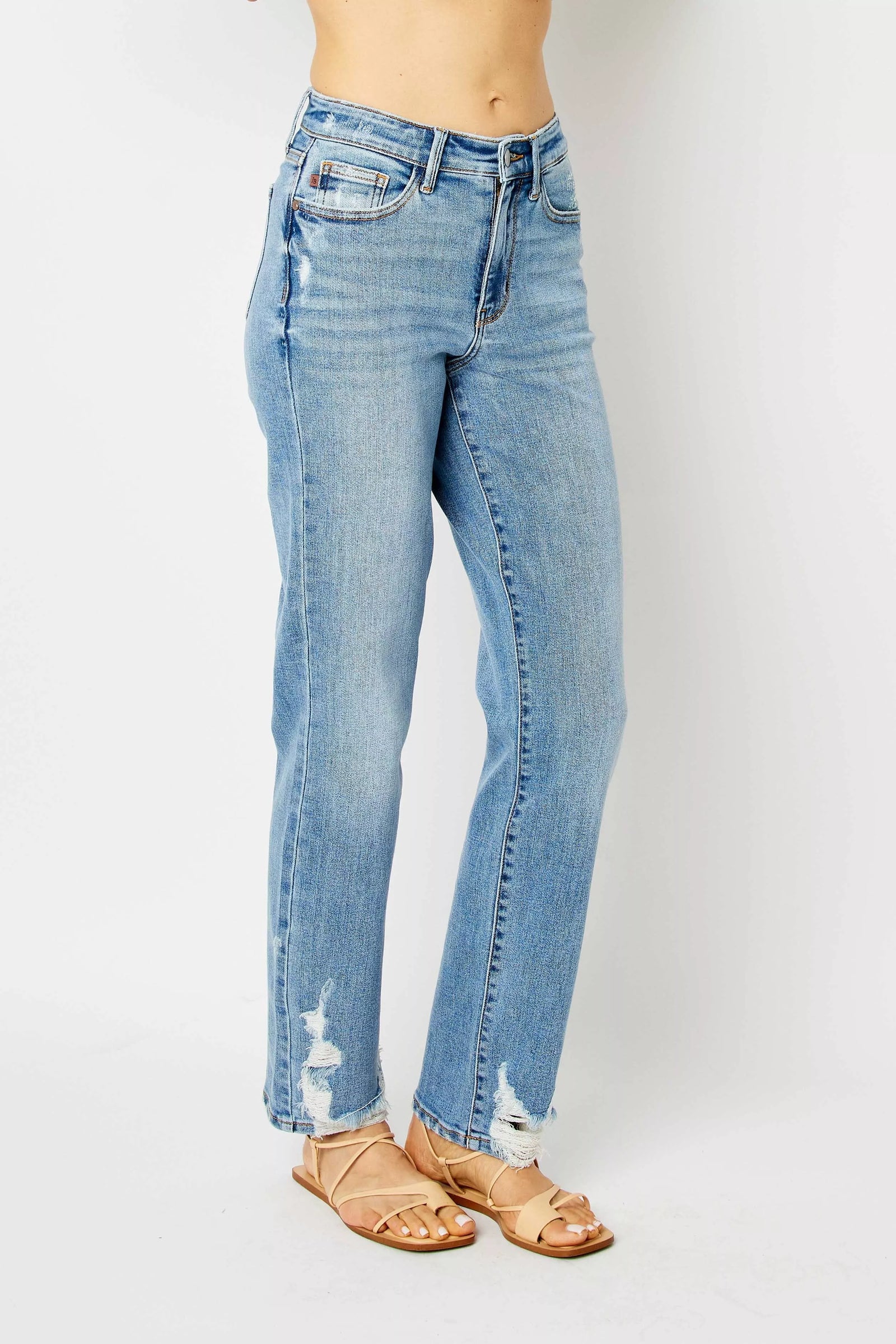 Judy Blue Full Size High Waist Straight Jeans with Heavy Destroy Plus Size - Sydney So Sweet