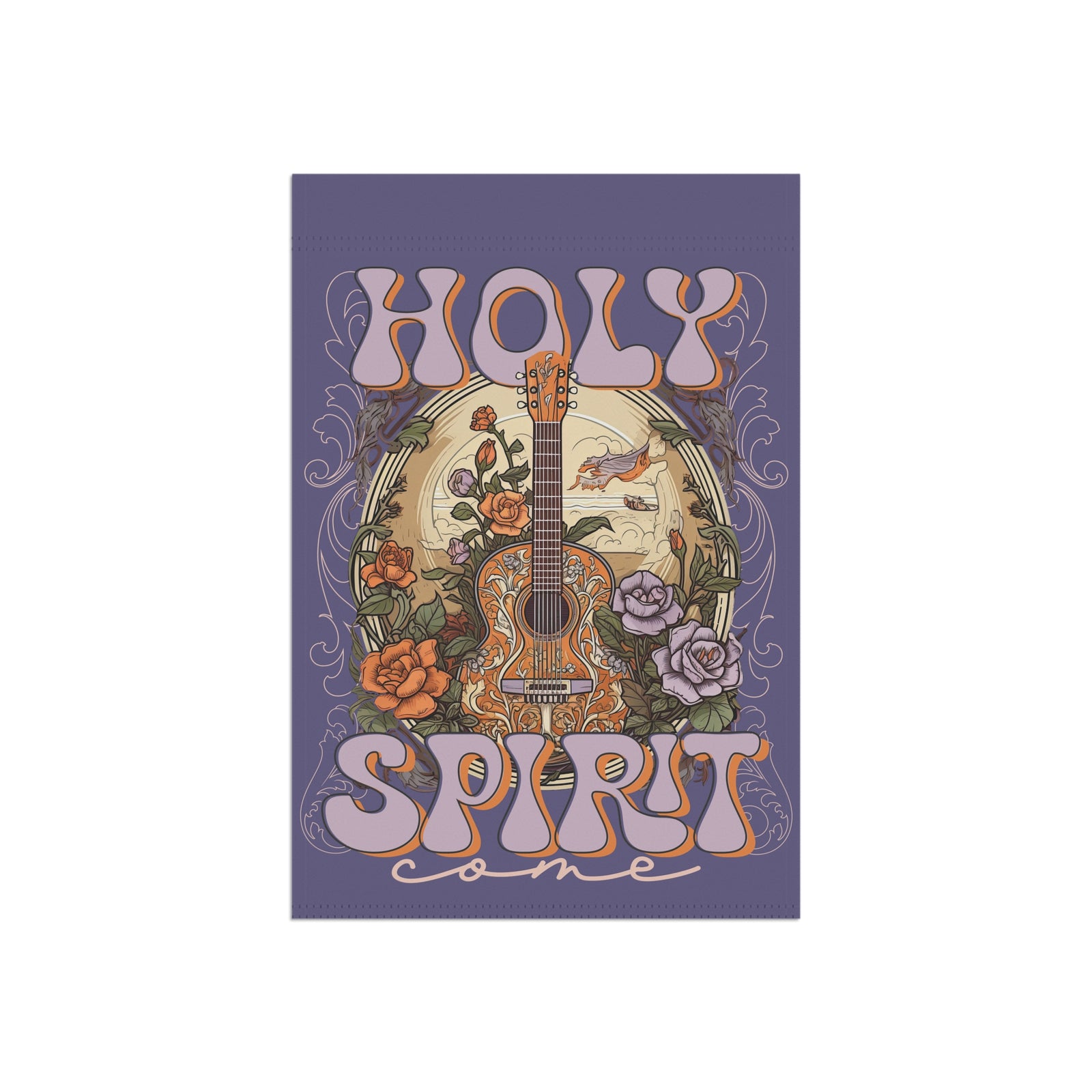 Holy Spirit Come Garden Flag Floral Guitar Religious House Banner