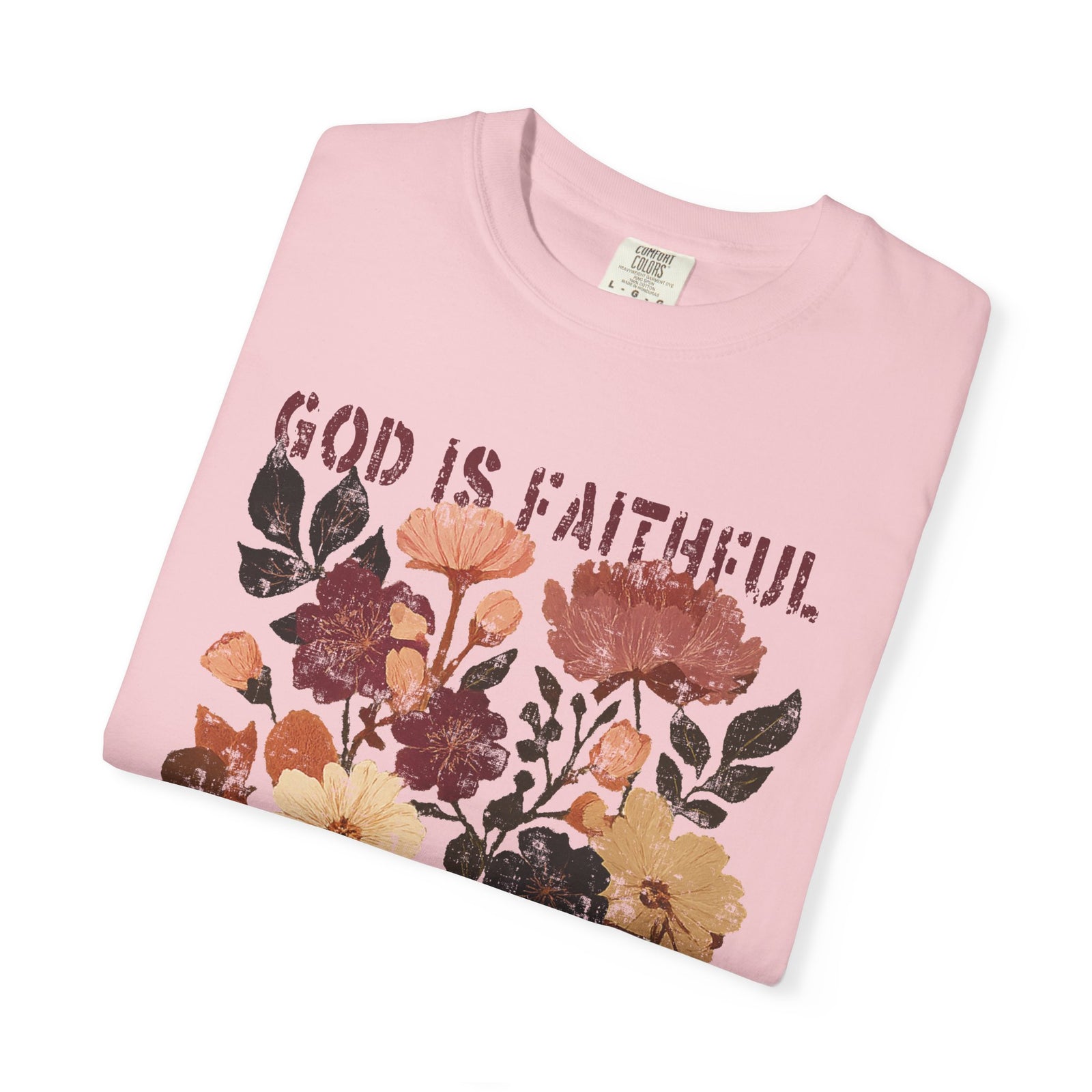 God is Faithful Floral Pumpkin T-Shirt Christian Distressed Fall Graphic Tee