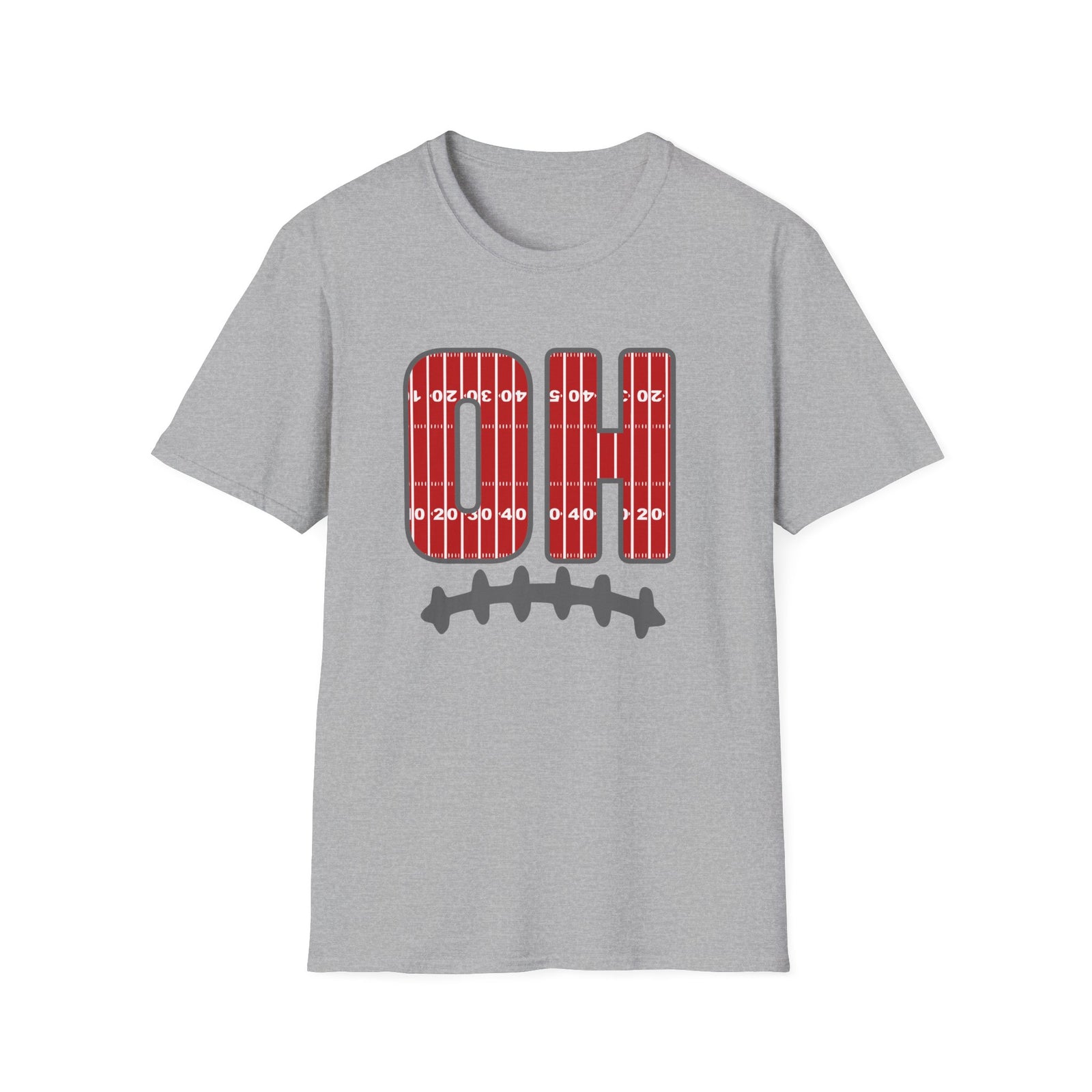 OH Football Field Stripe Ohio State T-Shirt Scarlet & Gray Gameday Tee
