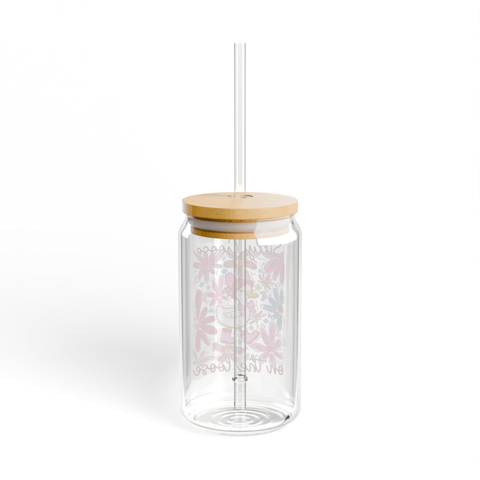 Silly Goose on the Loose Sipper Glass 16oz Reusable Drink Jar with Lid & Straw