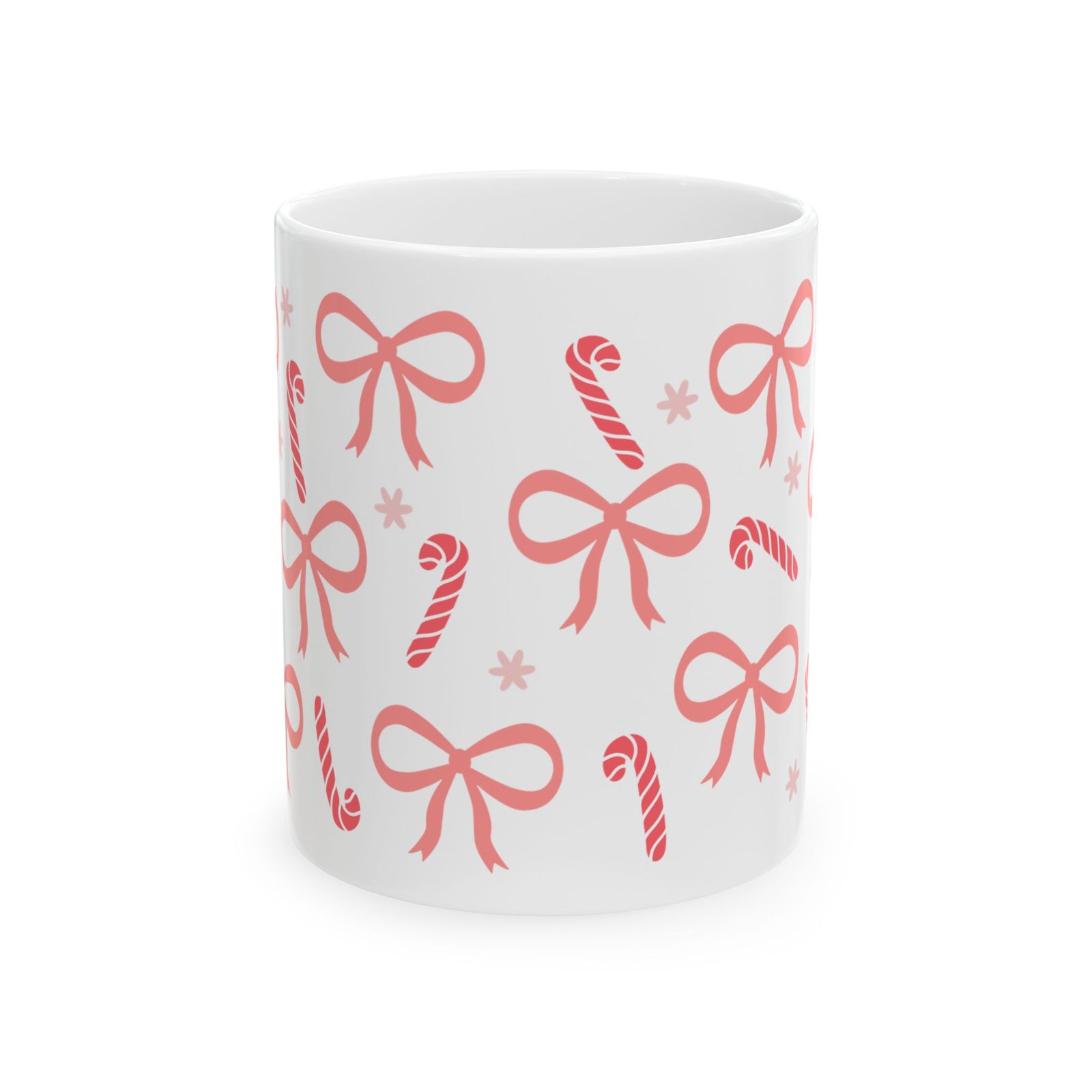 Candy Cane Coquette Christmas Ceramic Mug Coffee Cup (11oz & 15oz)