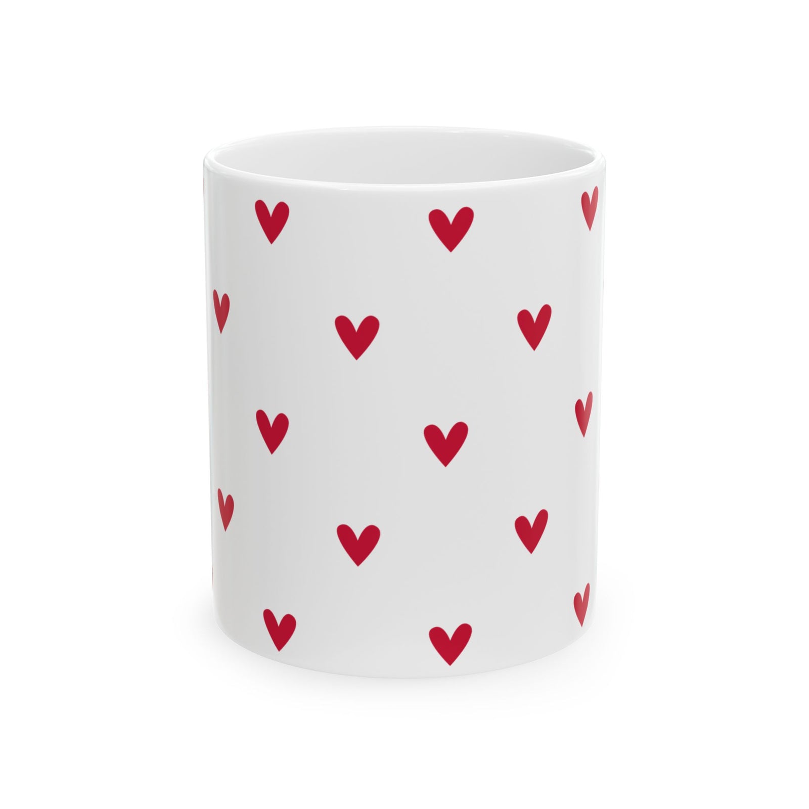 Red Heart Pattern Ceramic Mug — Cute Valentine Coffee Cup (11oz & 15oz) - Sydney So Sweet