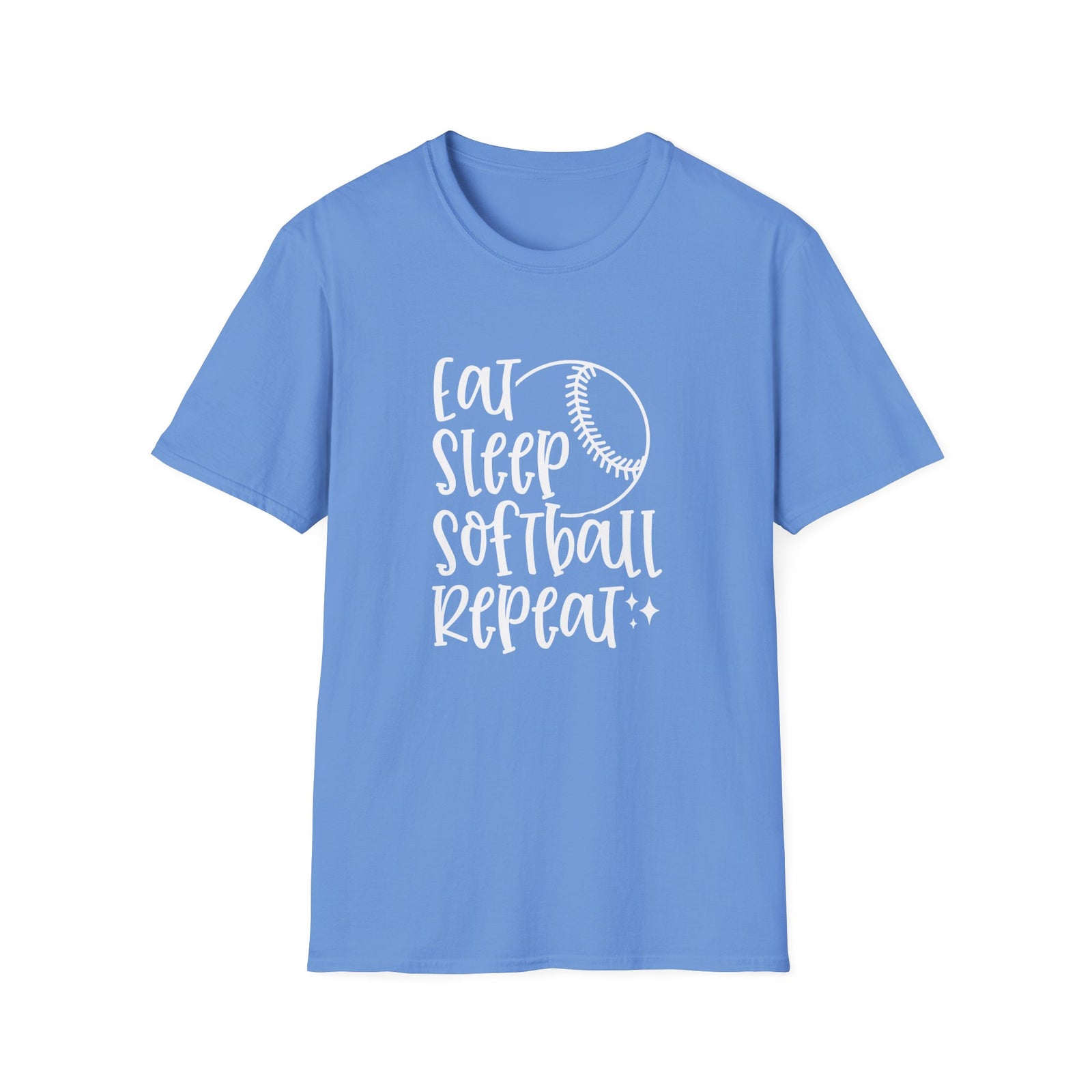 Eat Sleep Softball Repeat Graphic T-Shirt Cute Sports Mom Tee (12 Team Colors)