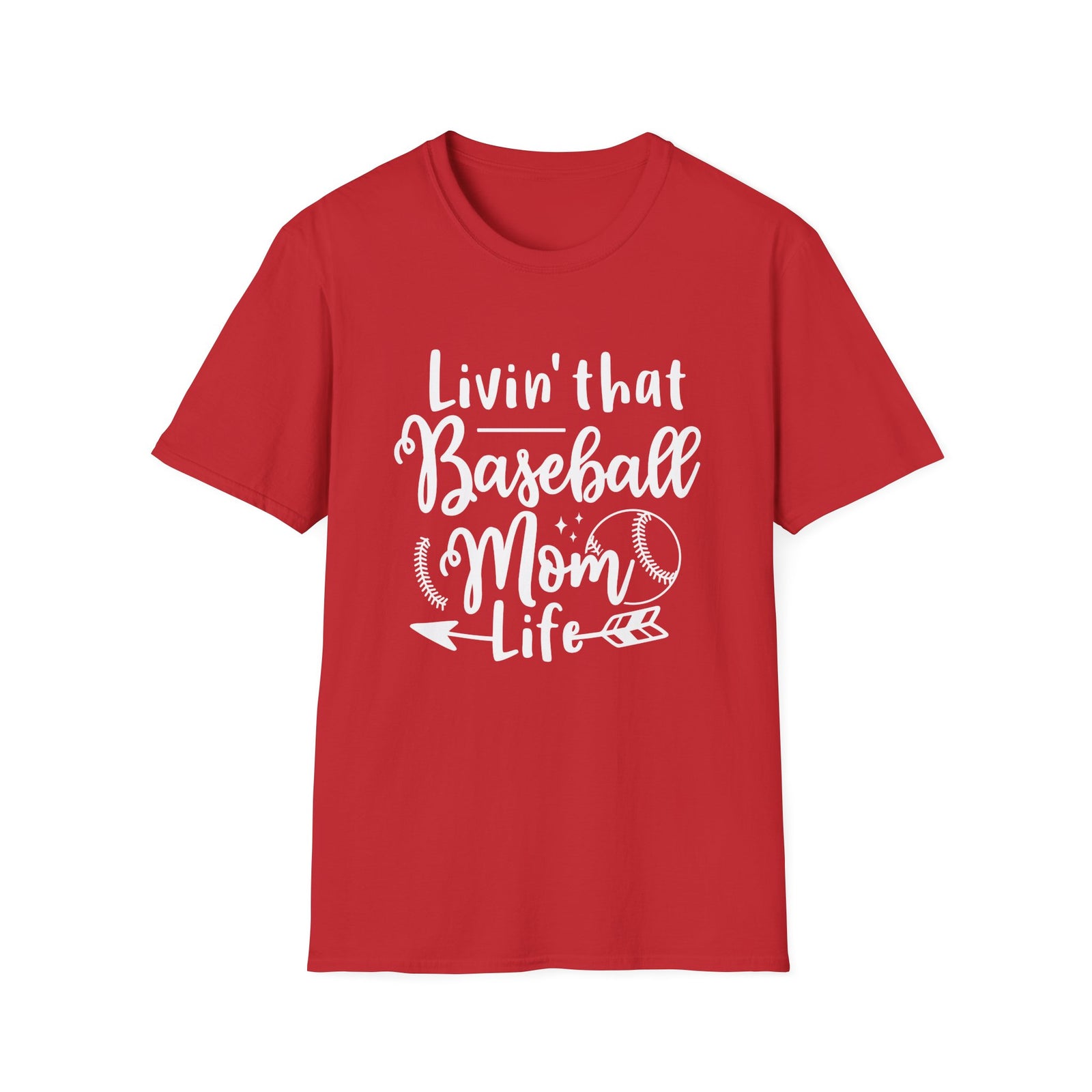 Livin' That Baseball Mom Life Graphic T-Shirt Cute Sports Mom Tee (12 Team Colors)