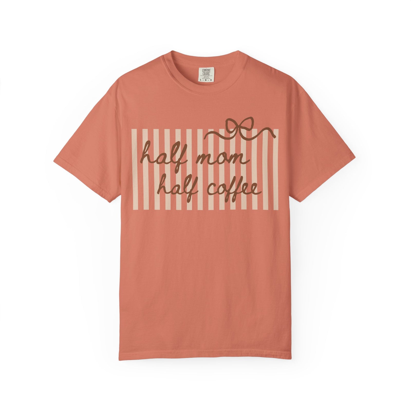 Half Mom Half Coffee Graphic T-Shirt Mom Life Stripe & Bow Tee