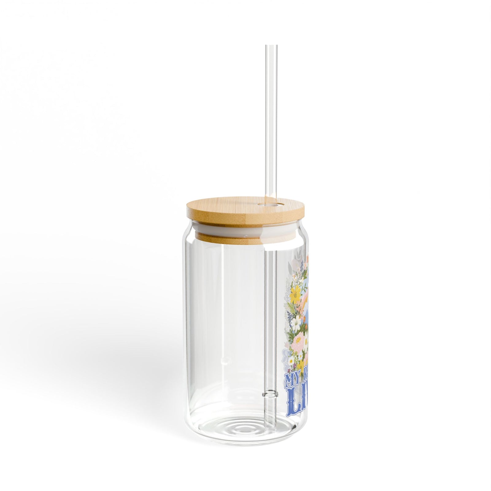 My Redeemer Lives Easter Inspirational Sipper Glass 16oz — Reusable Drink Jar with Lid & Straw