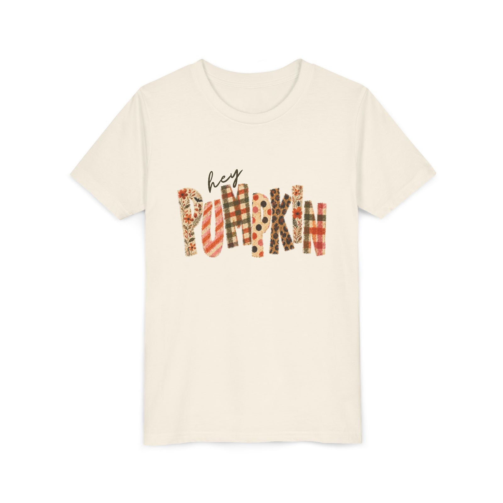 Hey Pumpkin T-Shirt Fall Plaid & Floral Pumpkin Kids Graphic Tee