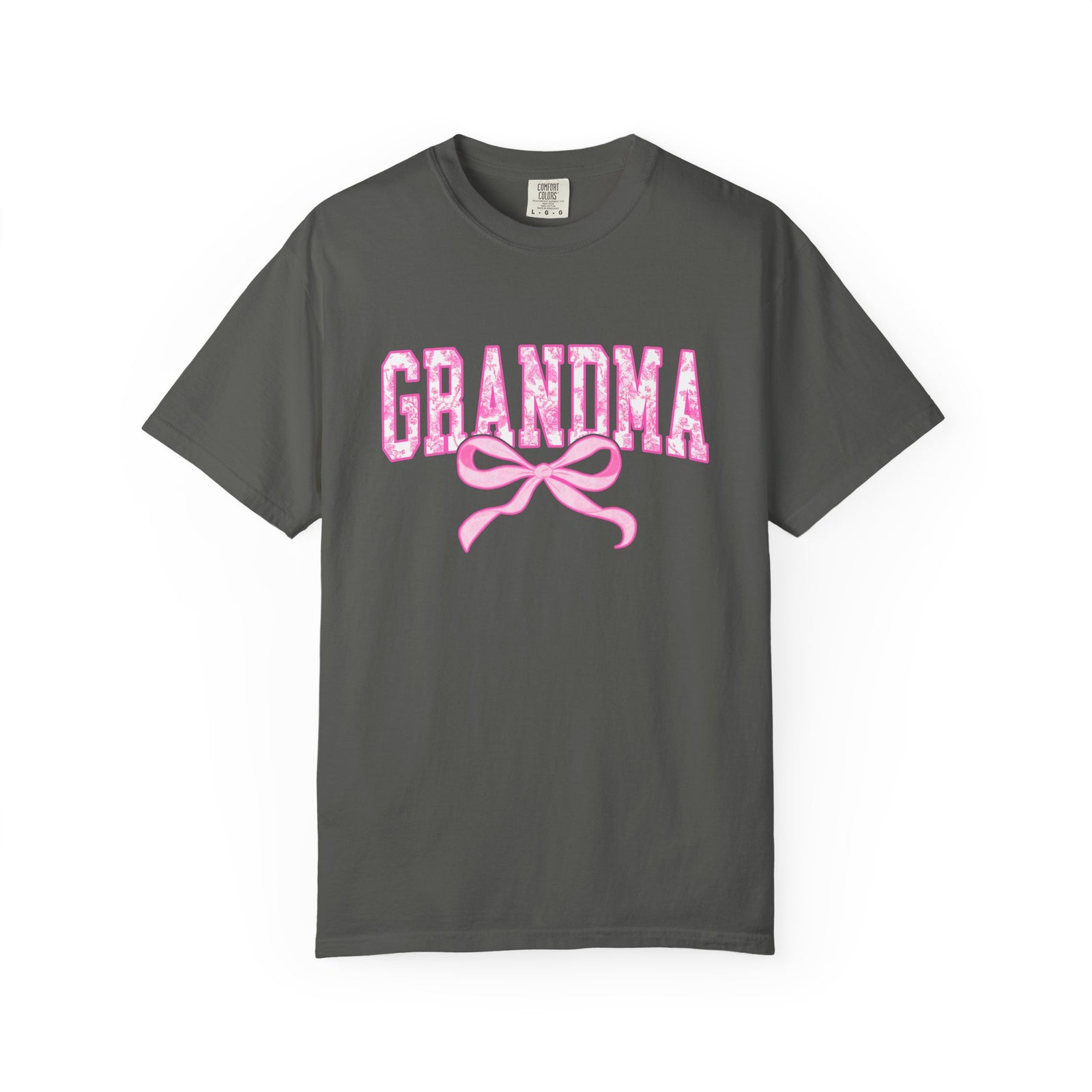 Grandma Coquette Pink Toile Bow T-Shirt Cute Grandmother Graphic Tee