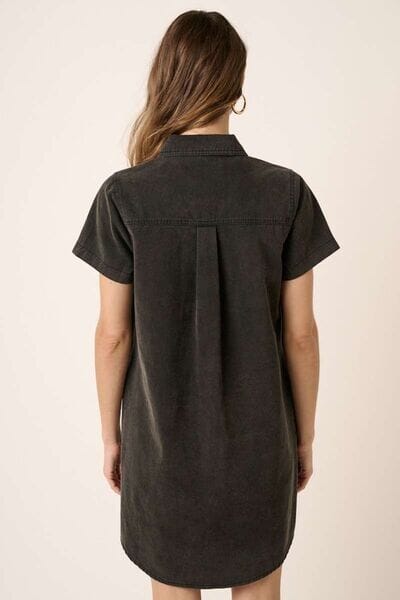 Mittoshop Button Detail Collared Neck Short Sleeve Shirt Dress - Sydney So Sweet