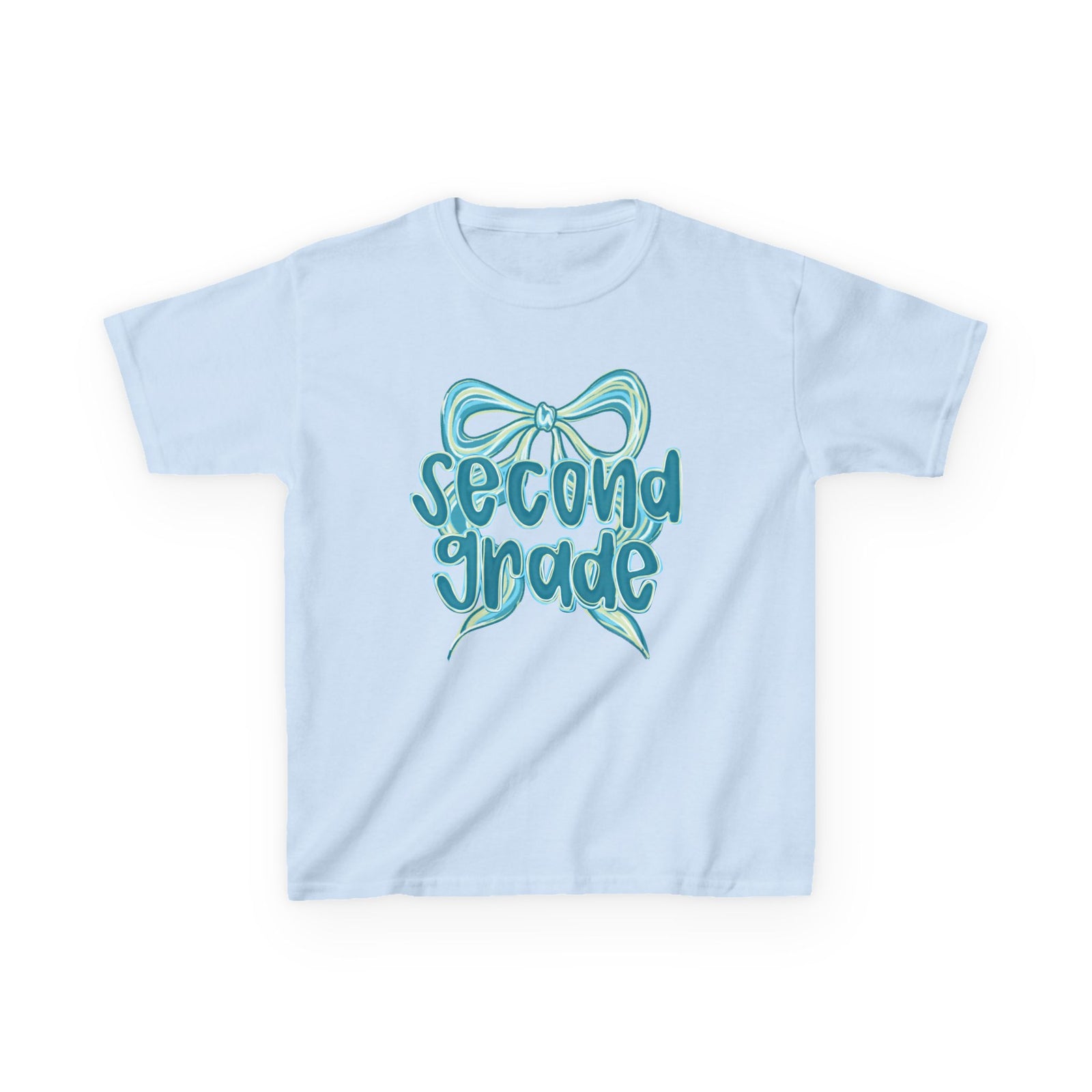 Second Grade Kids Tee Cute Blue Coquette Bow Back to School 2nd Grade T-Shirt