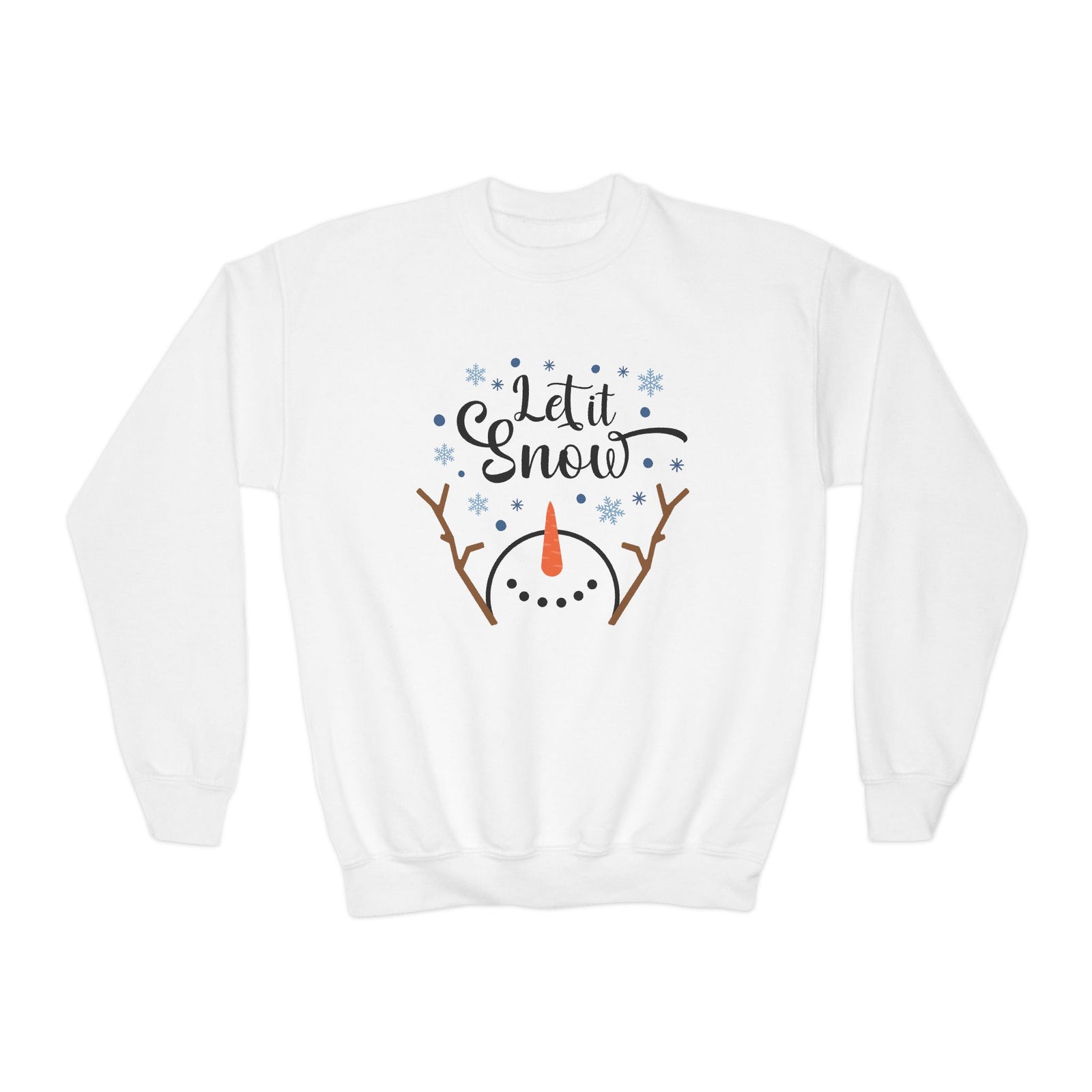 Let it Snow Happy Snowman Winter Crewneck Unisex Youth Sweatshirt