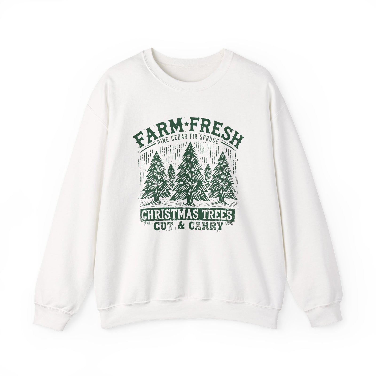 Farm Fresh Christmas Trees Green Heavy Blend Women's Crewneck Cozy Sweatshirt - Sydney So Sweet