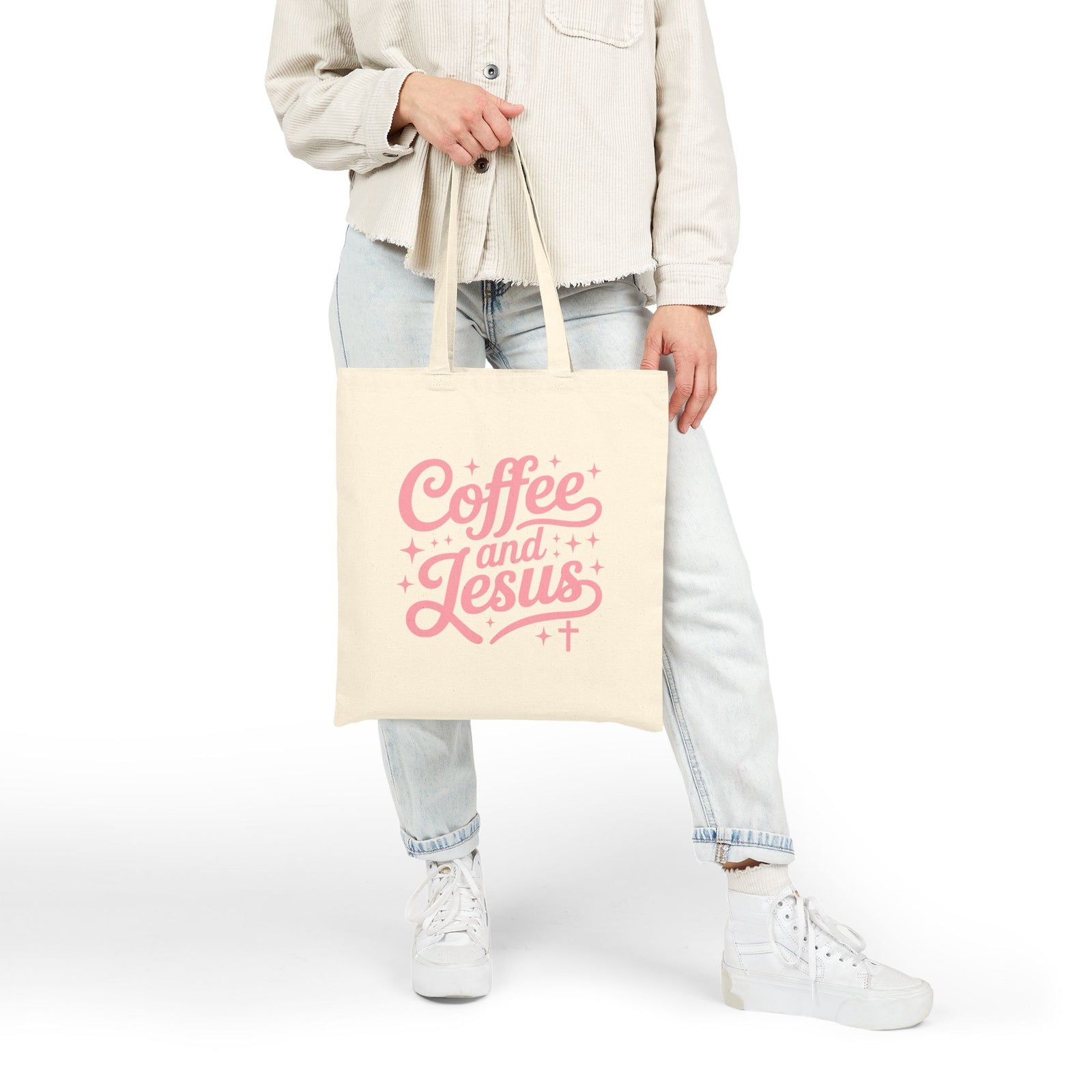 Coffee and Jesus Christian Cotton Canvas Tote Bag