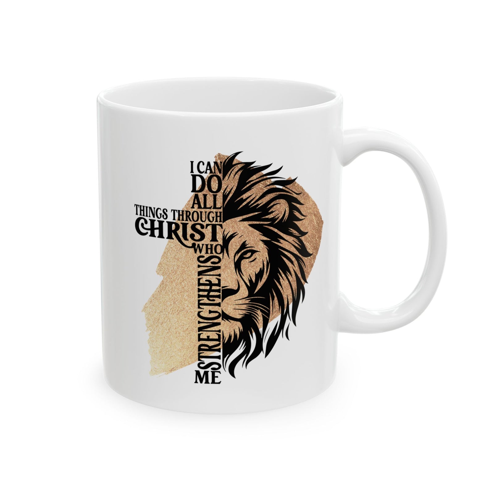All Things Through Christ Christian Ceramic Coffee Cup (11oz, 15oz) - Sydney So Sweet