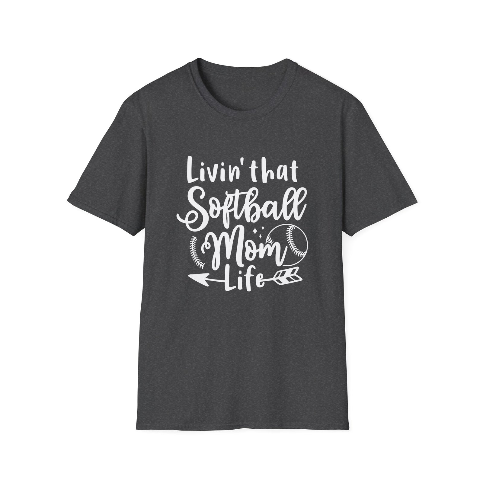 Livin' That Softball Mom Life Graphic T-Shirt Cute Sports Mom Tee (12 Team Colors)