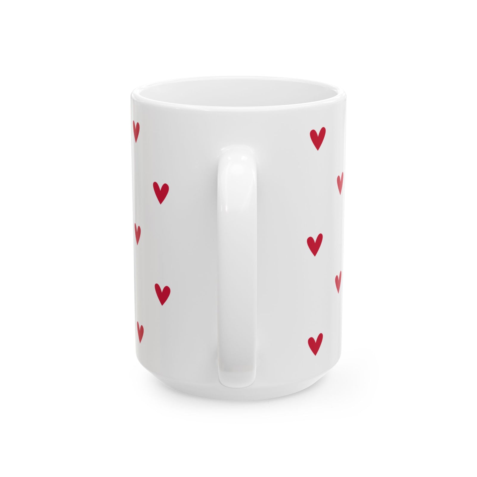 Red Heart Pattern Ceramic Mug — Cute Valentine Coffee Cup (11oz & 15oz) - Sydney So Sweet