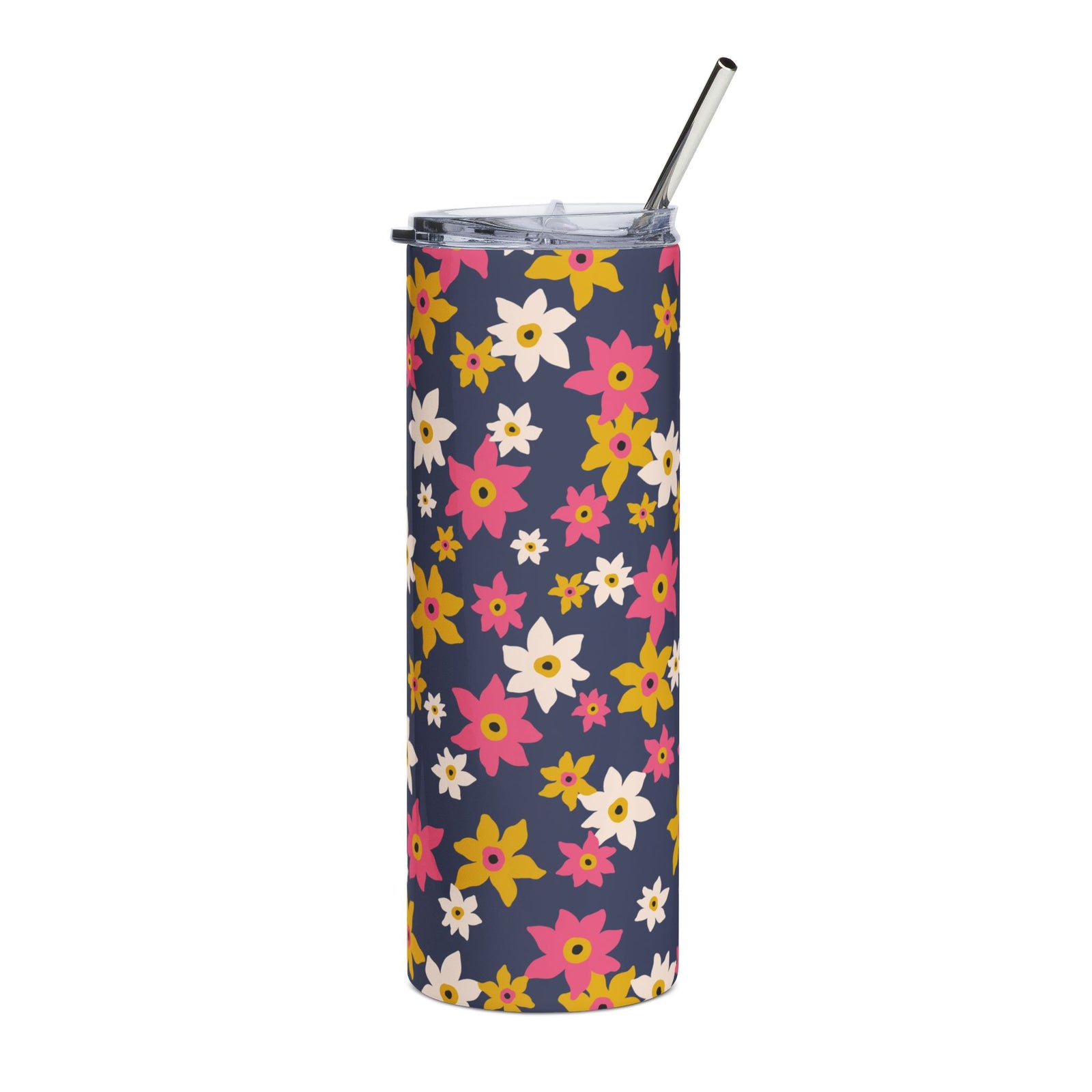 Colorful Retro Floral 20oz Stainless Steel Tumbler Insulated Travel Cup