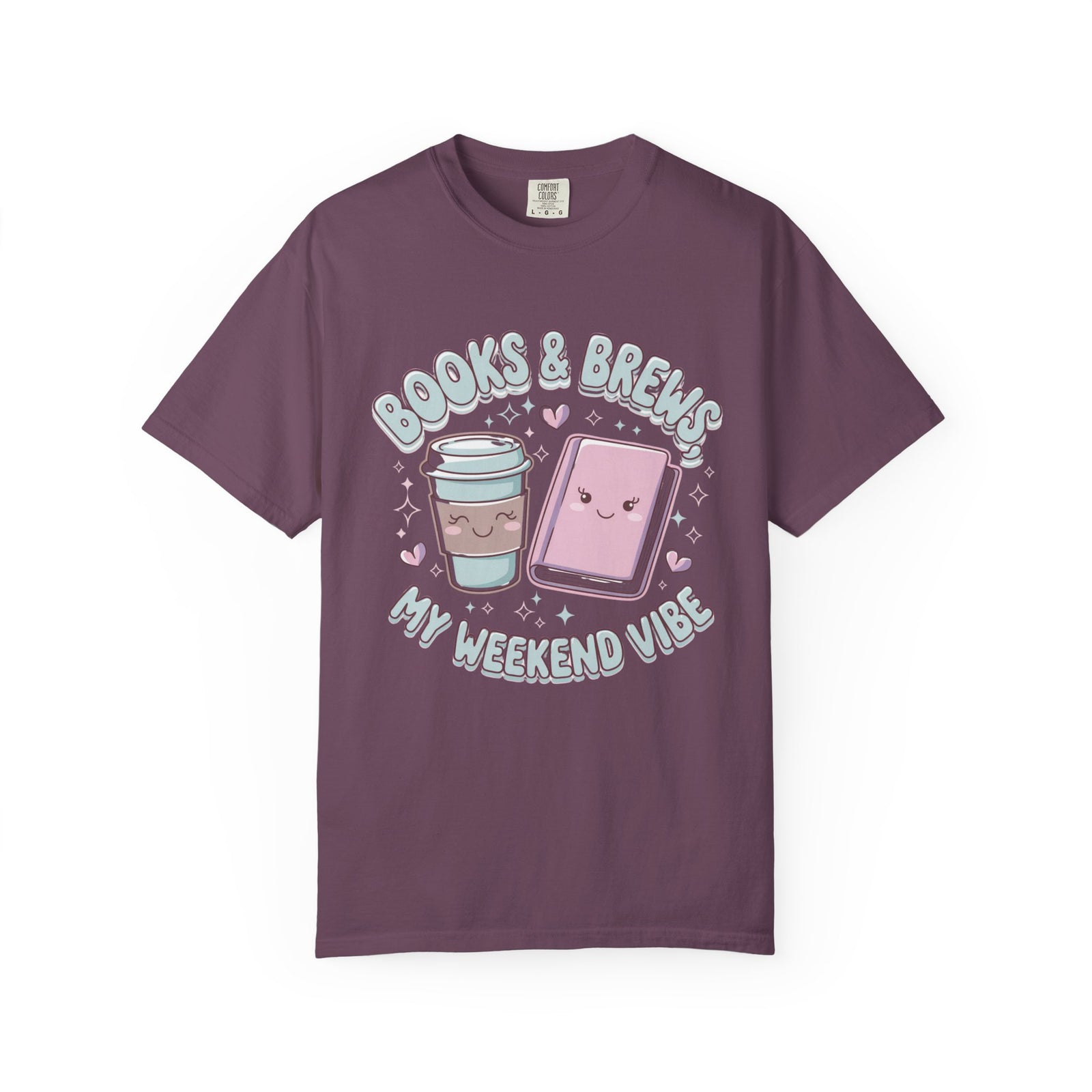 Books & Brews Weekend Vibe Graphic T-Shirt Unisex Book Lover Short Sleeve Tee