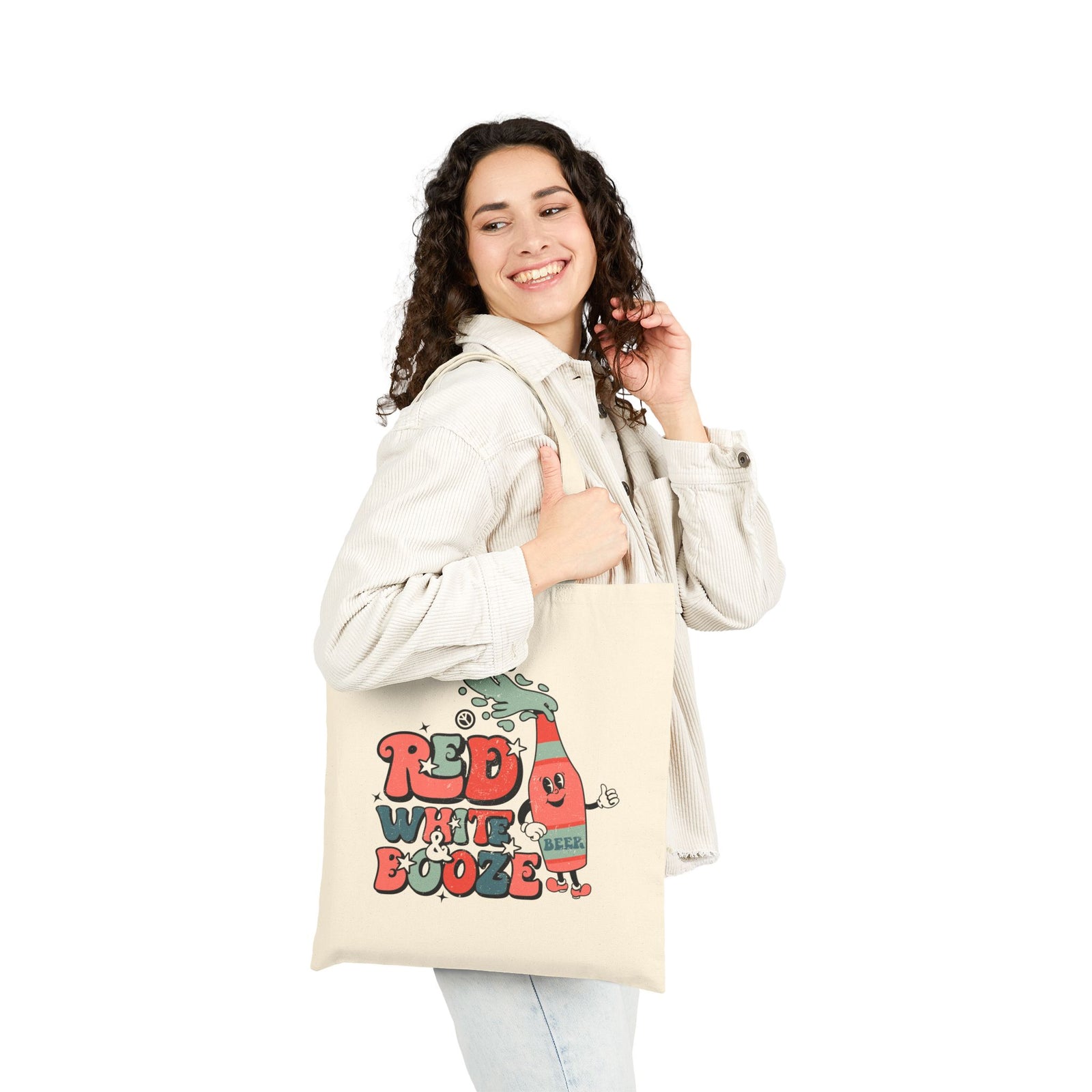 Red White & Booze Patriotic Bottle Cotton Canvas Tote Bag