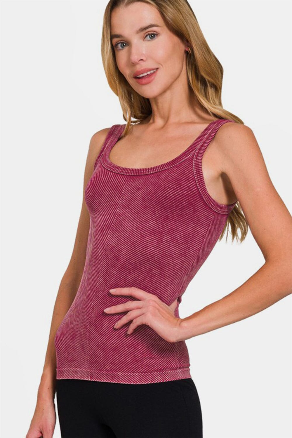 Zenana Ribbed Scoop Neck Tank - Sydney So Sweet
