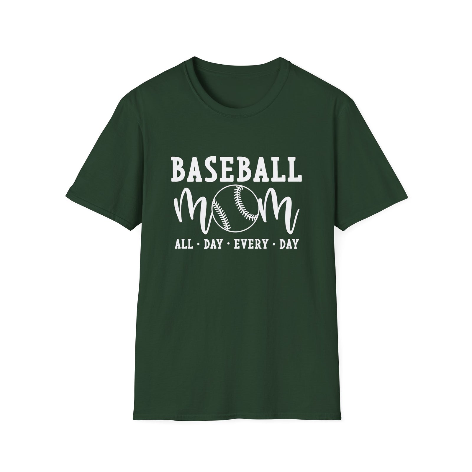 Baseball Mom All Day Graphic T-Shirt Cute Sports Mom Tee (12 Team Colors)