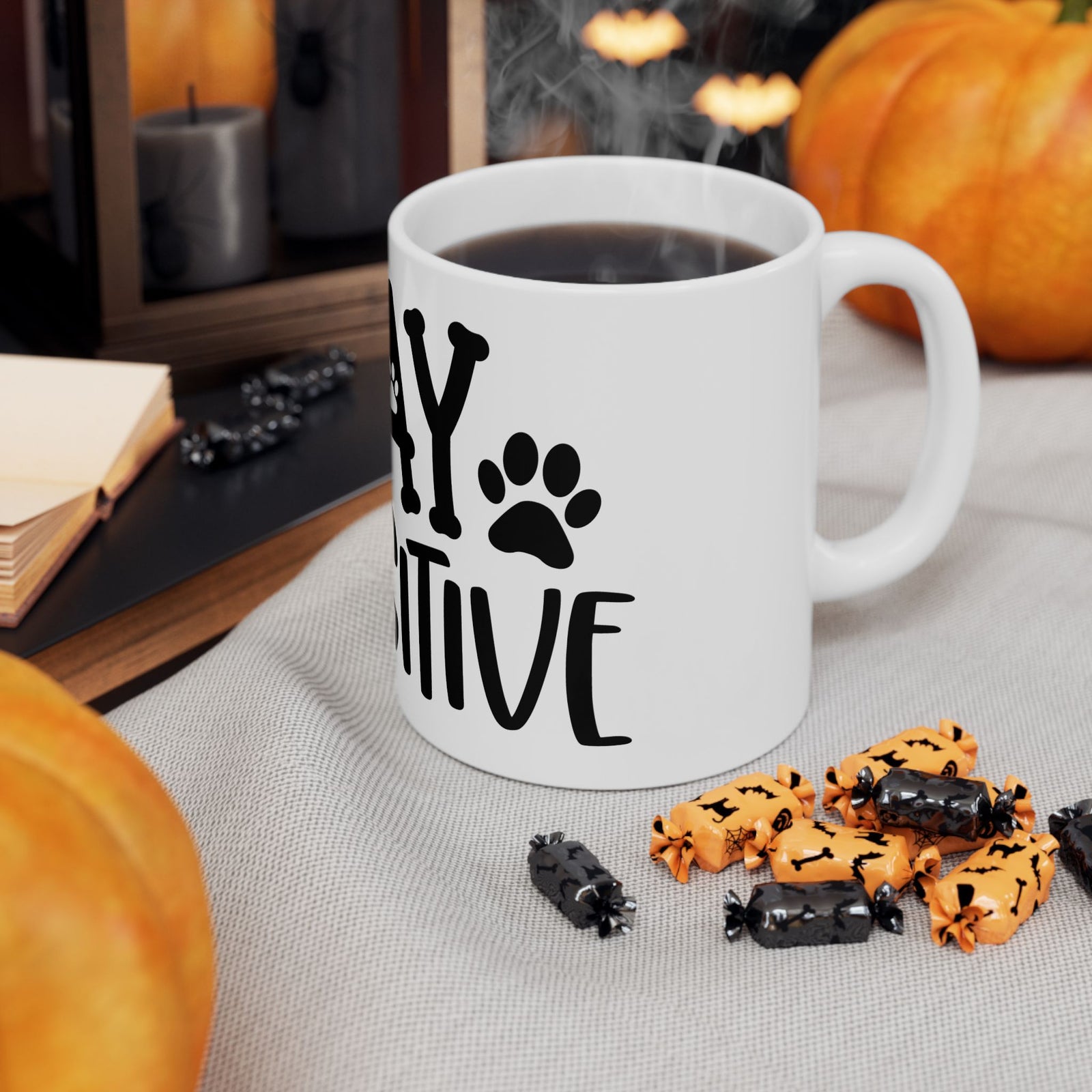 Stay Pawsitive Dog or Cat Mom Cute Ceramic Mug Coffee Cup (11oz & 15oz)