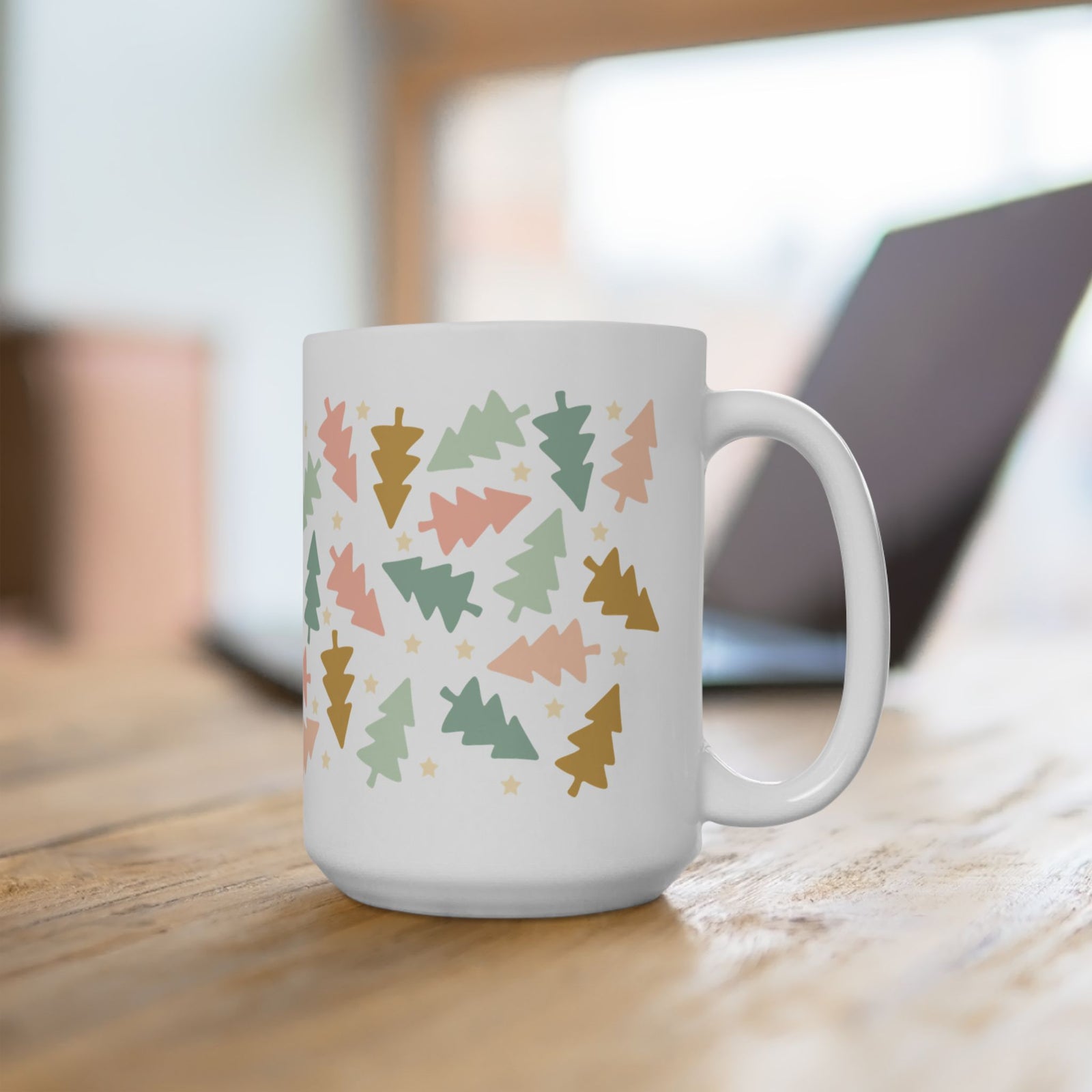 Vintage Christmas Trees Ceramic Mug Coffee Cup (11oz & 15oz)