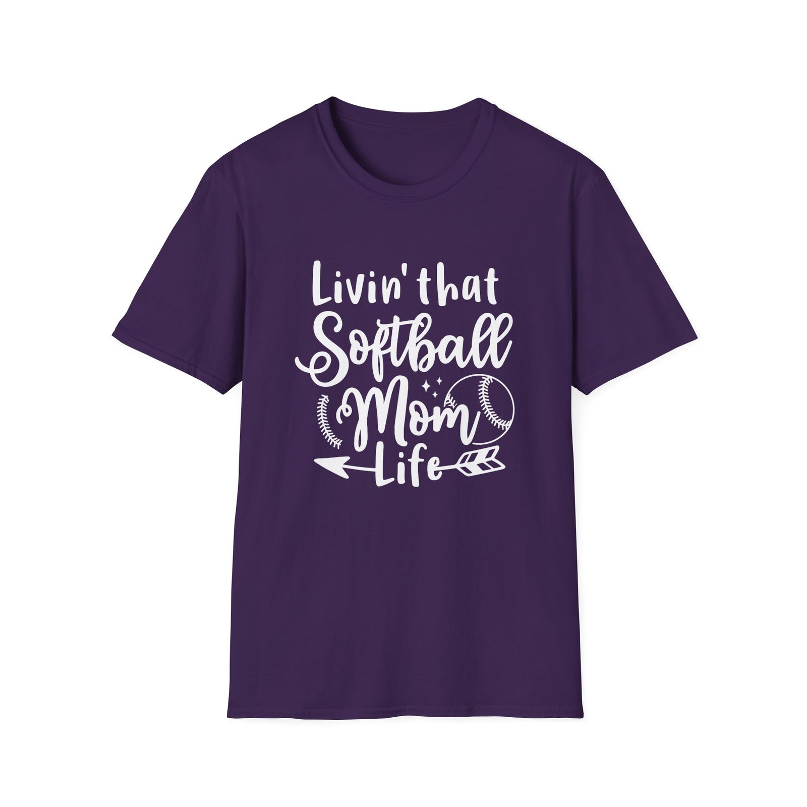 Livin' That Softball Mom Life Graphic T-Shirt Cute Sports Mom Tee (12 Team Colors)