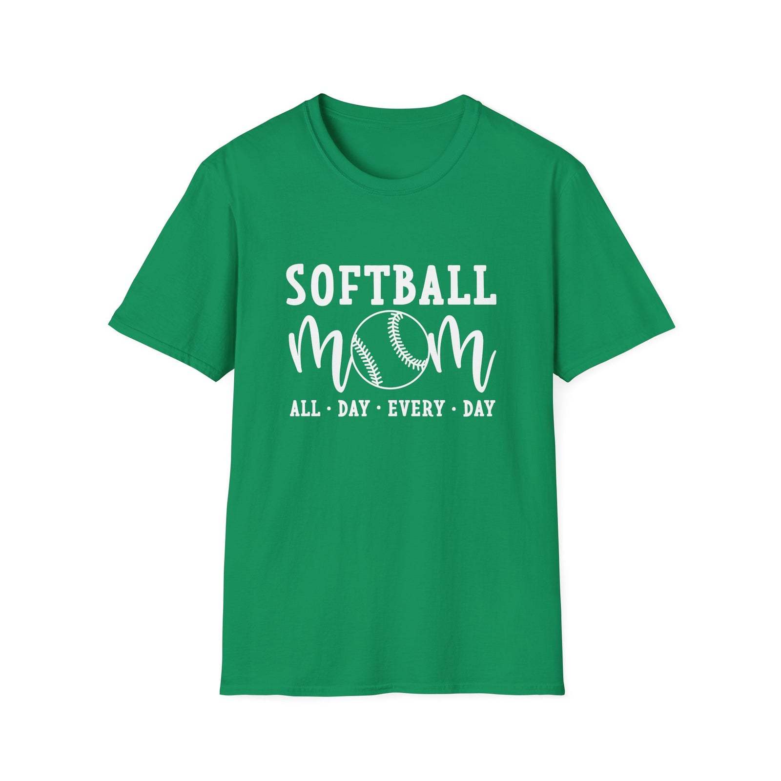 Softball Mom All Day Graphic T-Shirt Cute Sports Mom Tee (12 Team Colors)