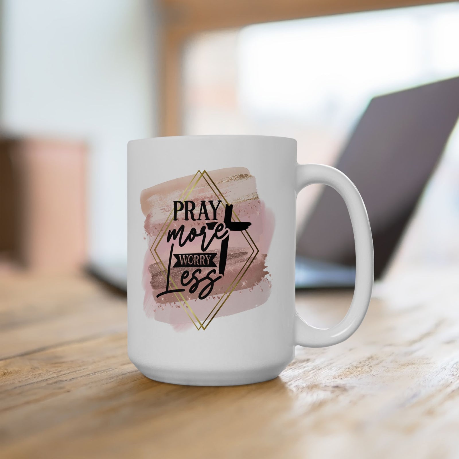Pray More Worry Less Christian Inspirational Ceramic Mug (11oz, 15oz) - Sydney So Sweet