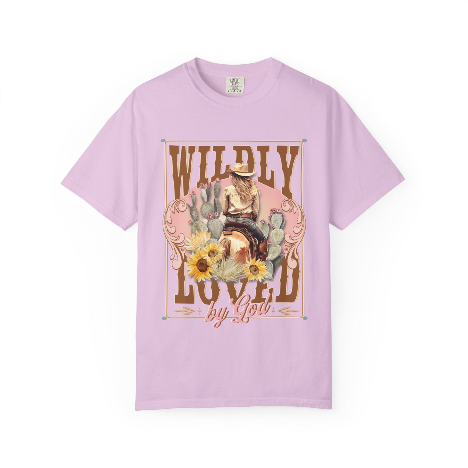 Wildly Loved by God Graphic Tee Vintage Cowgirl Sunflower T-Shirt