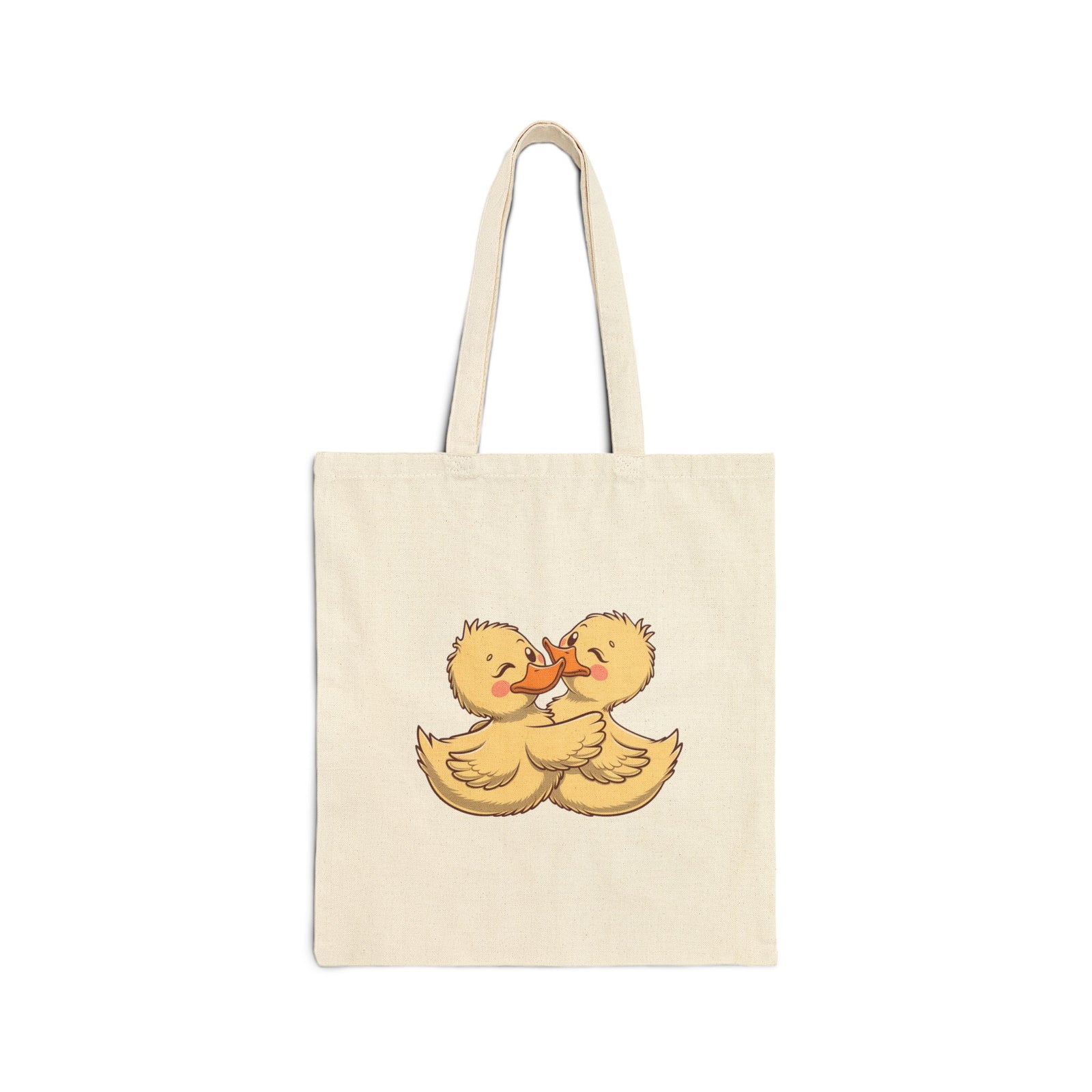 Kissing Ducklings Cute Animal Cotton Canvas Tote Bag