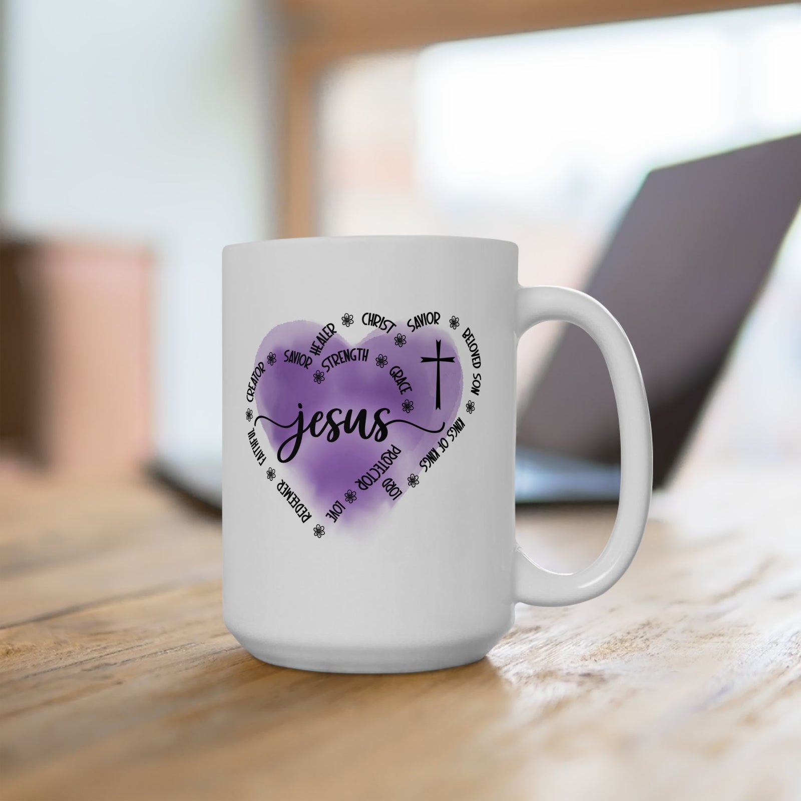 Jesus King of Kings - Christian Cross Coffee Cup (11oz & 15oz) - Sydney So Sweet