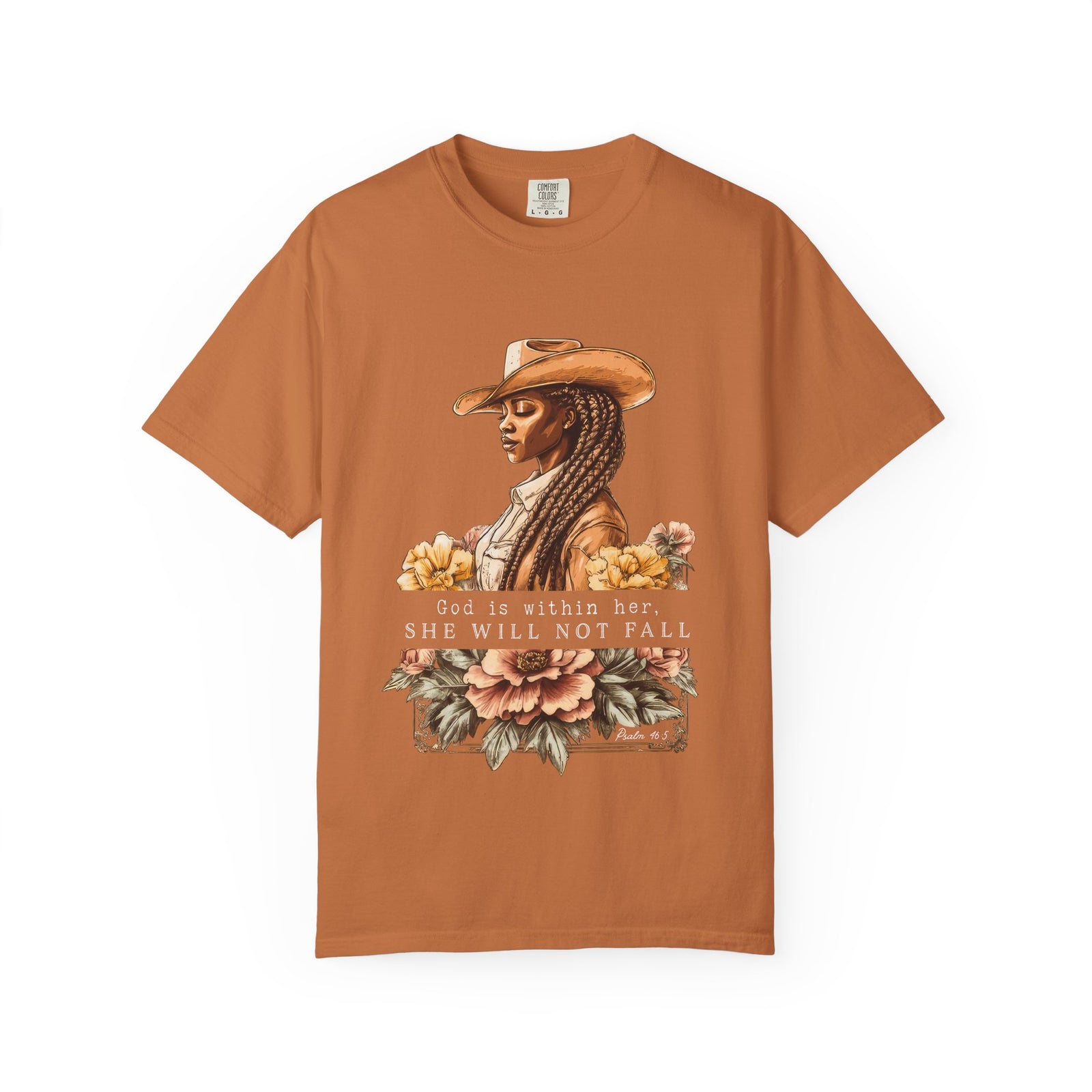 God is With Her She Will Not Fall T-Shirt Floral Cowgirl Empowerment Tee