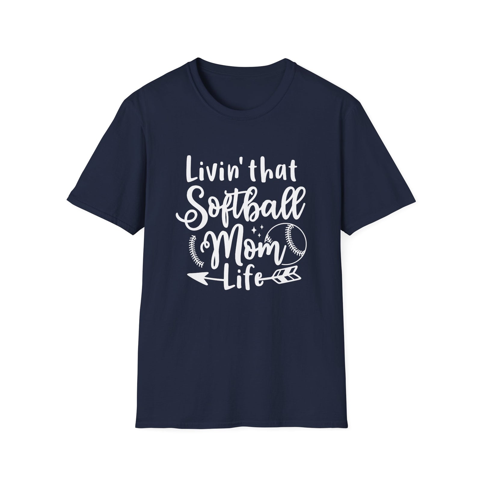 Livin' That Softball Mom Life Graphic T-Shirt Cute Sports Mom Tee (12 Team Colors)