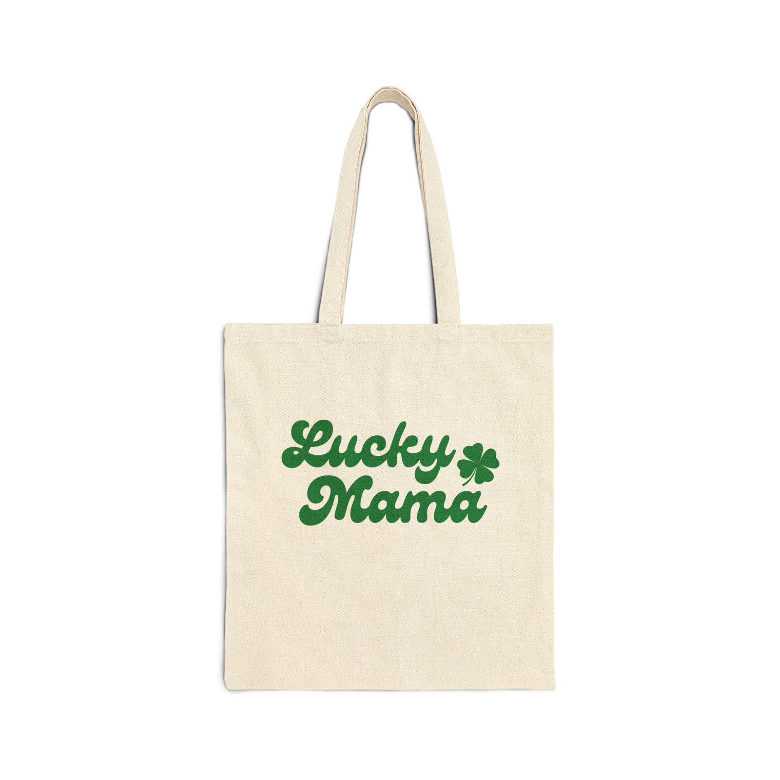 Lucky Mama Green Shamrock Cotton Canvas Tote Bag